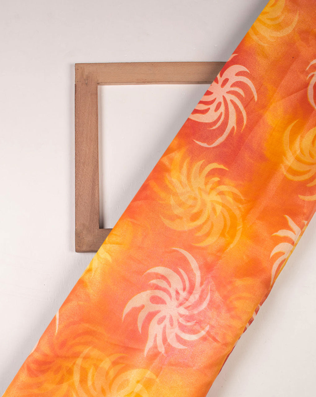 Buy Yellow Orange Tie-Dye Organza Digital Silk Fabric for Best