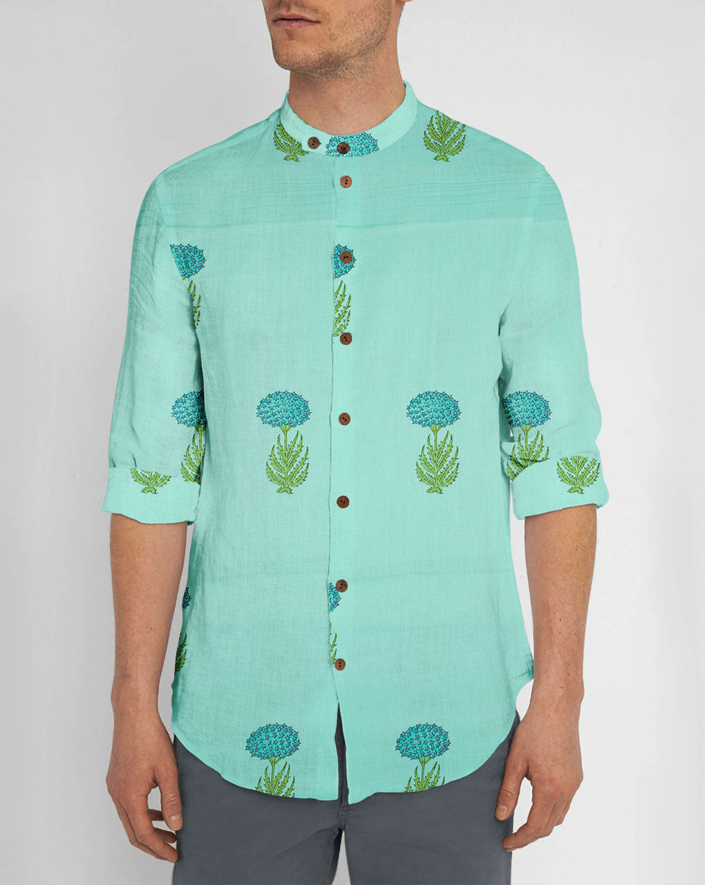 Mughal Hand Block Slub Rayon Fabric - Fabriclore.com
