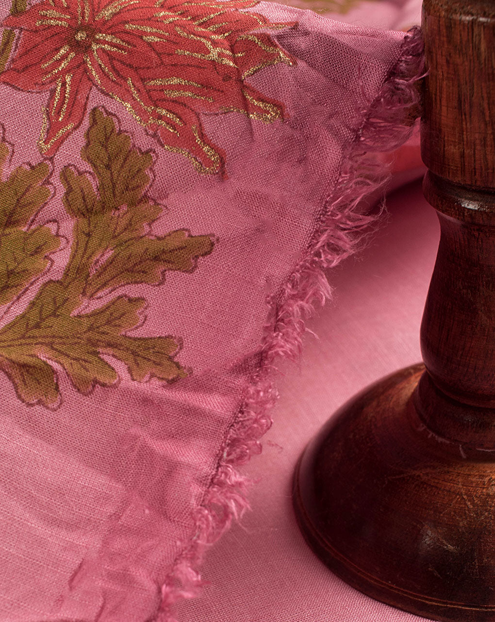 Mughal Foil Hand Block Slub Rayon Fabric - Fabriclore.com