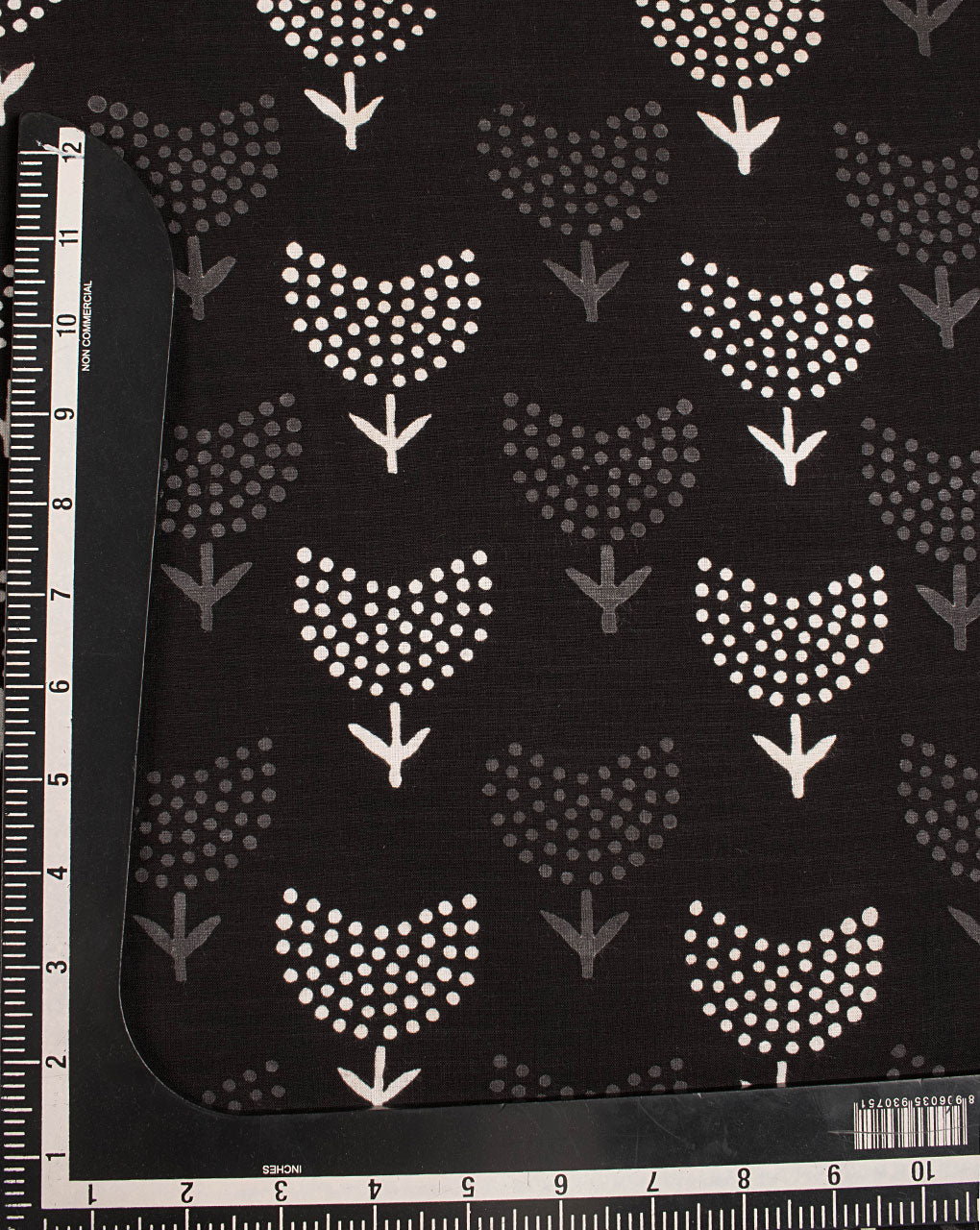Monochrome Hand Block Slub Rayon Fabric - Fabriclore.com