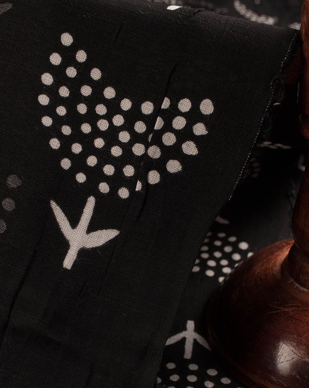 Monochrome Hand Block Slub Rayon Fabric - Fabriclore.com