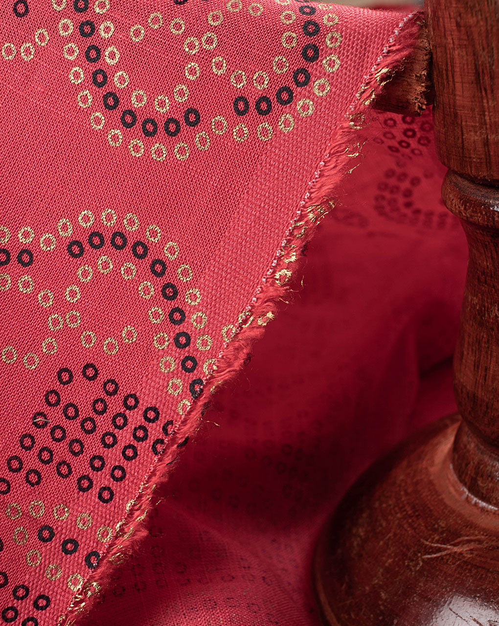 Bandhani Foil Screen Print Slub Rayon Fabric - Fabriclore.com