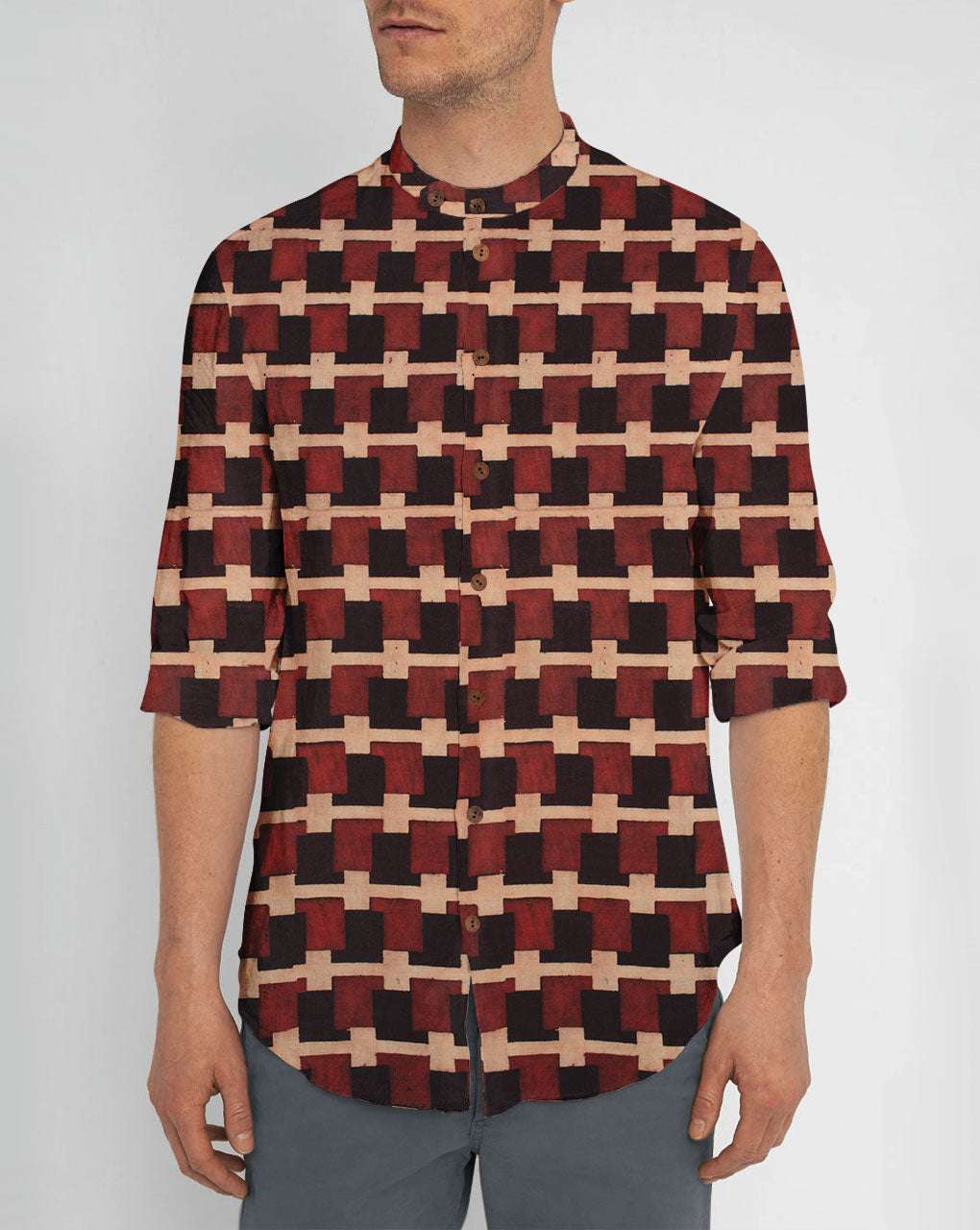 Natural Dye Hand Block Ajrak Cotton Fabric - Fabriclore.com