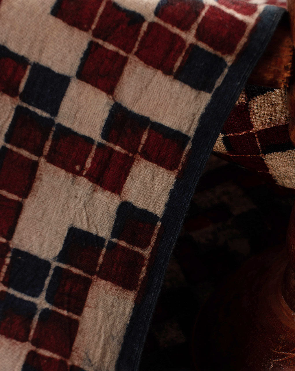 Natural Dye Hand Block Ajrak Cotton Fabric - Fabriclore.com