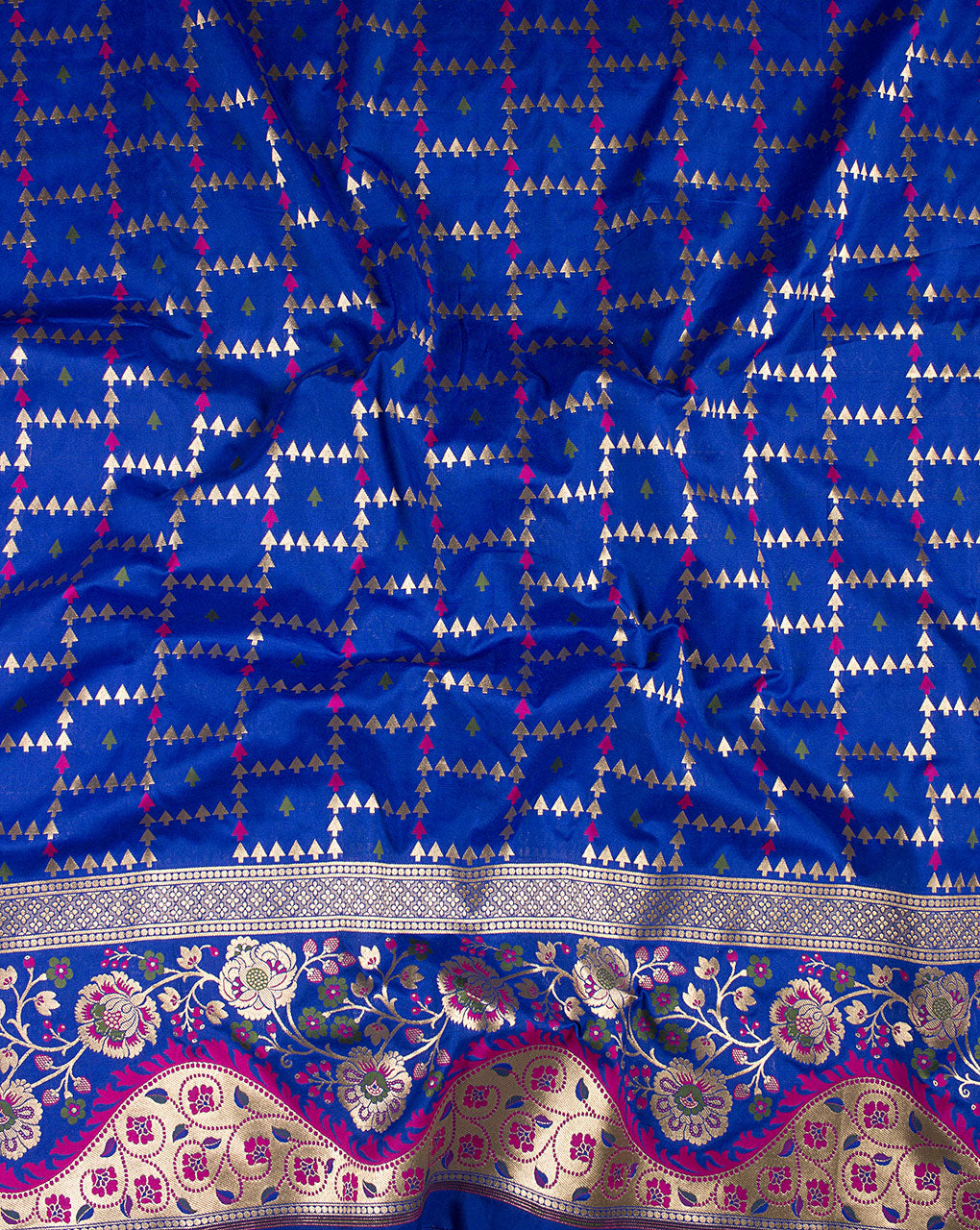 Zari Jacquard Banarasi Kataan Silk Fabric - Fabriclore.com