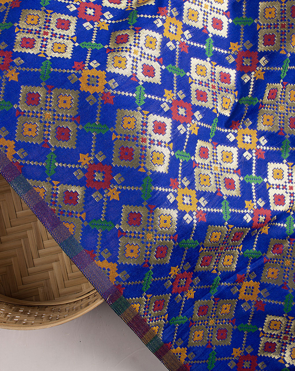 Zari Jacquard Banarasi Kataan Silk Fabric - Fabriclore.com