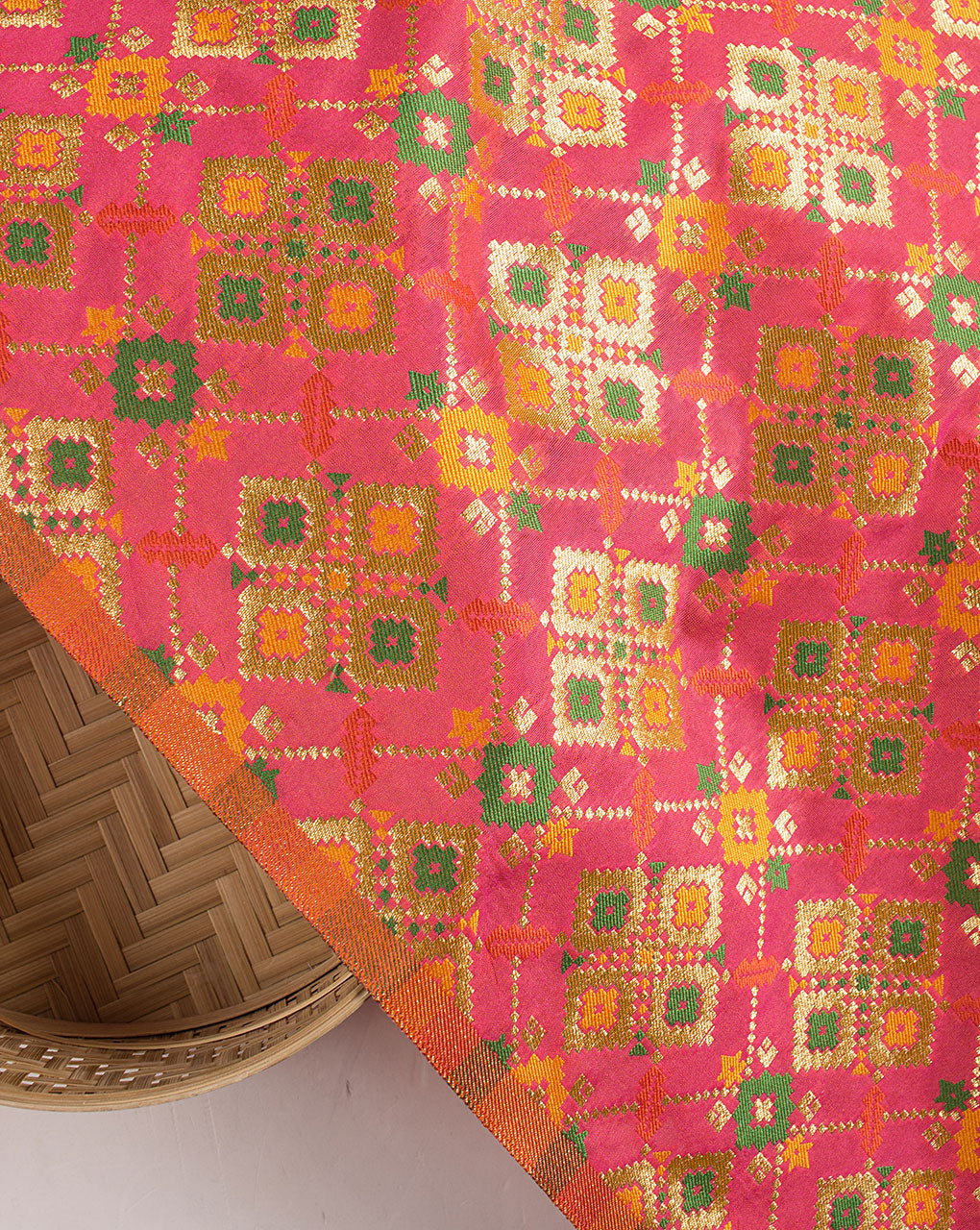 Zari Jacquard Banarasi Kataan Silk Fabric - Fabriclore.com