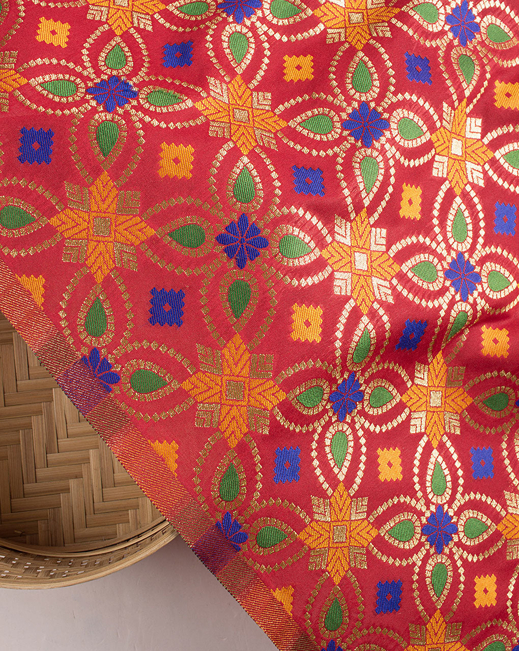 Zari Jacquard Banarasi Kataan Silk Fabric - Fabriclore.com