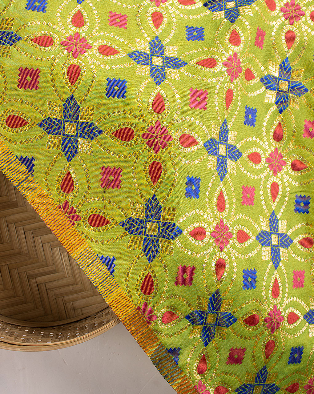 Zari Jacquard Banarasi Kataan Silk Fabric - Fabriclore.com