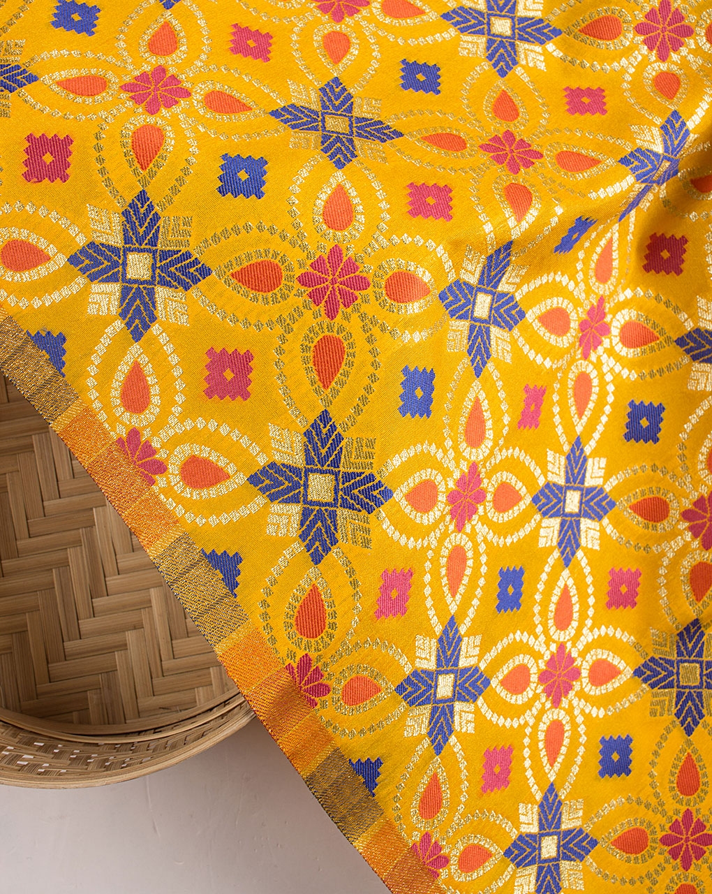 Zari Jacquard Banarasi Kataan Silk Fabric - Fabriclore.com