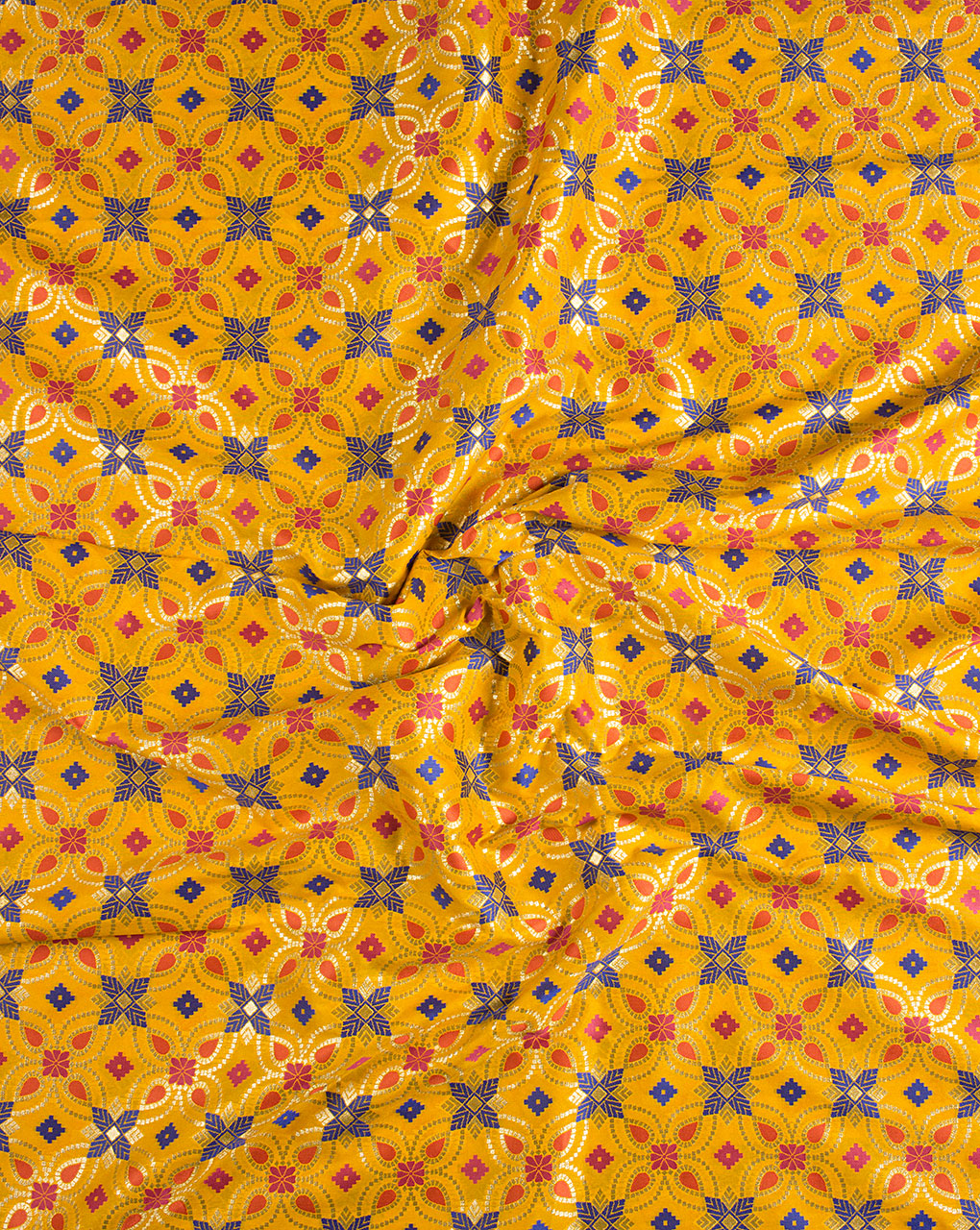 Zari Jacquard Banarasi Kataan Silk Fabric - Fabriclore.com