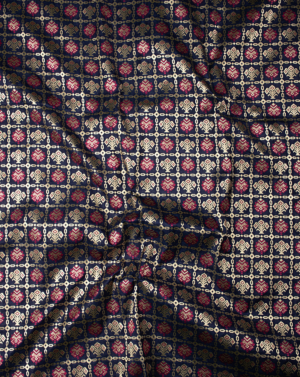 Zari Jacquard Pure Taffeta Silk Fabric - Fabriclore.com