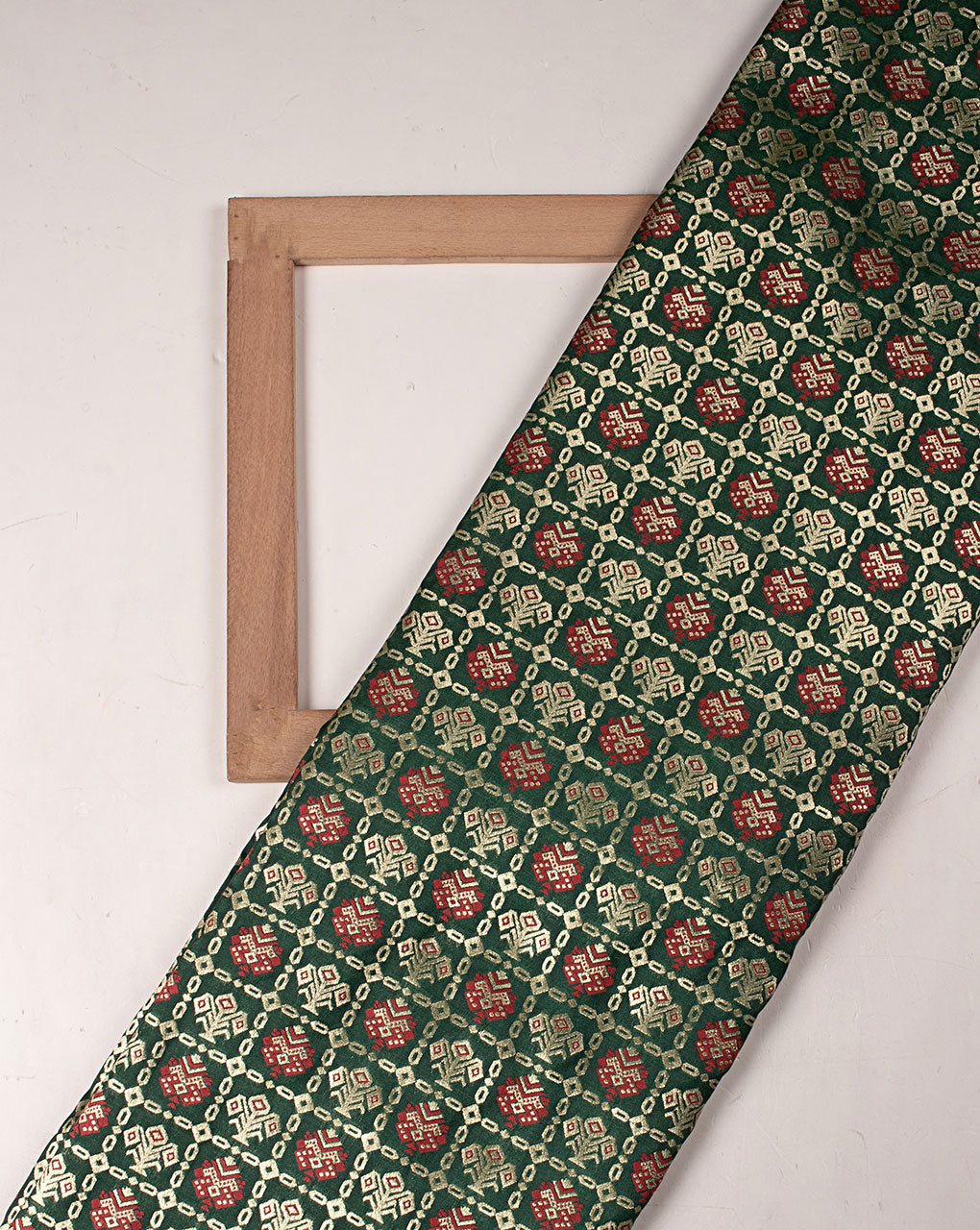 Zari Jacquard Pure Taffeta Silk Fabric - Fabriclore.com
