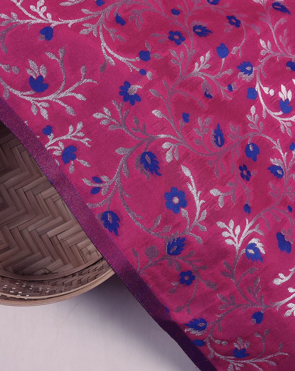 Zari Jacquard Pure Taffeta Silk Fabric - Fabriclore.com
