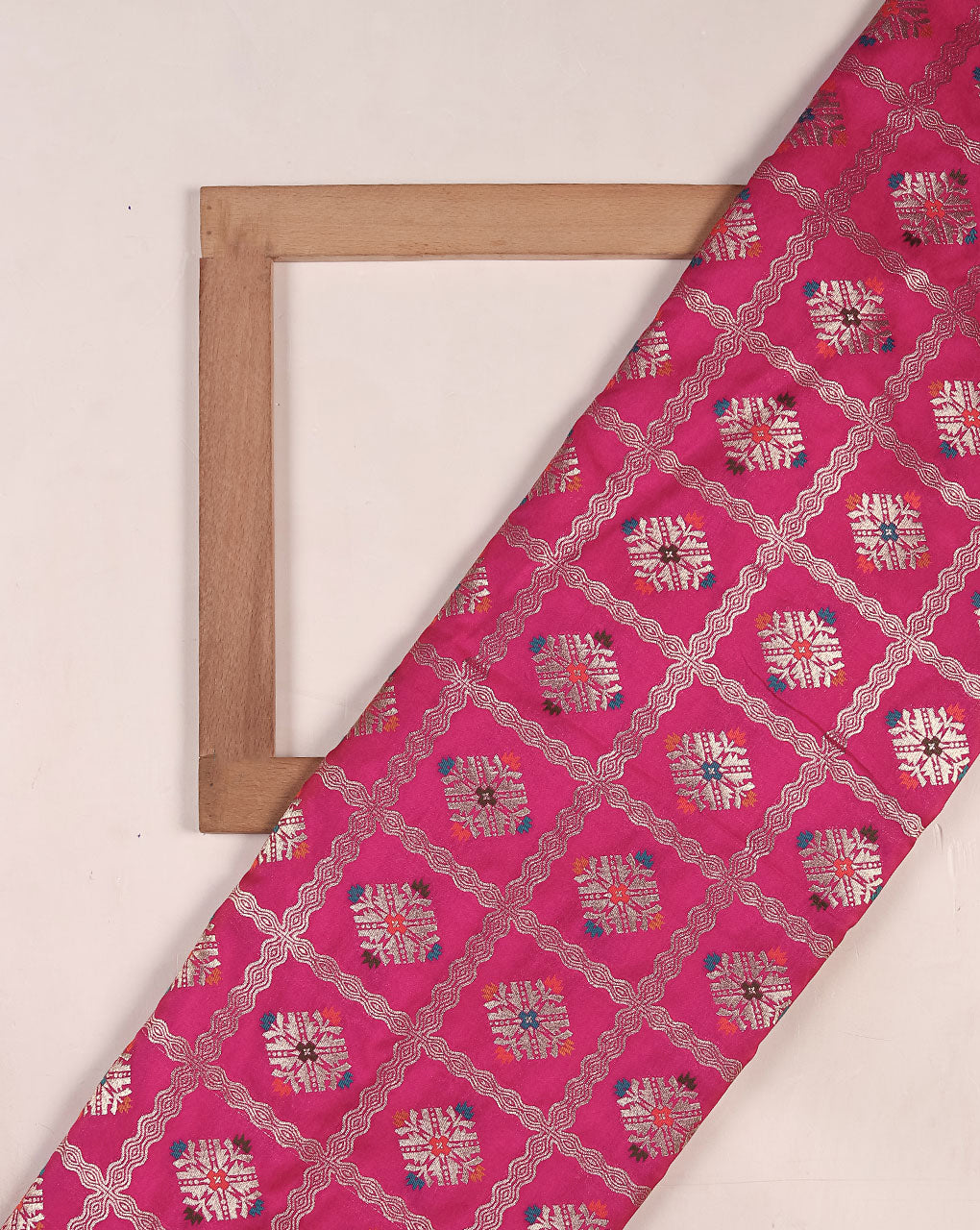Zari Jacquard Pure Taffeta Silk Fabric - Fabriclore.com