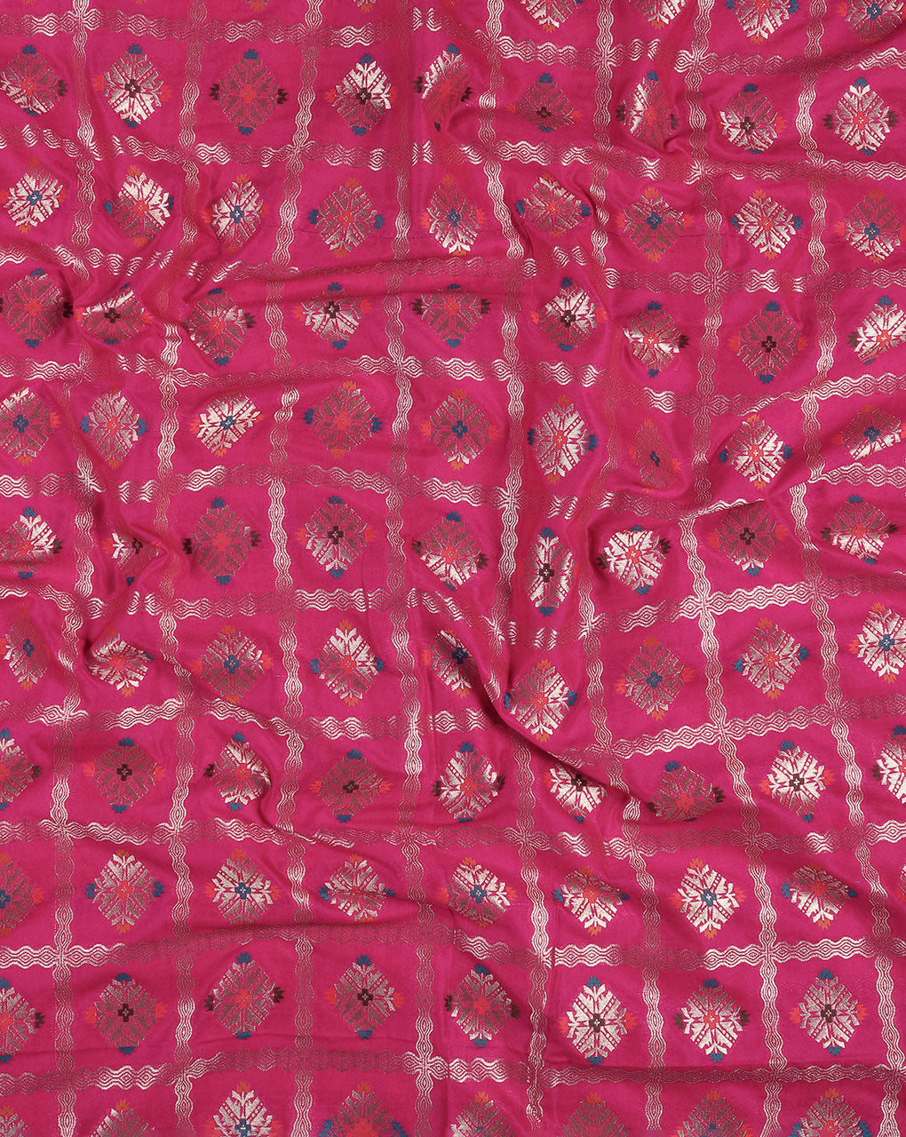 Zari Jacquard Pure Taffeta Silk Fabric - Fabriclore.com