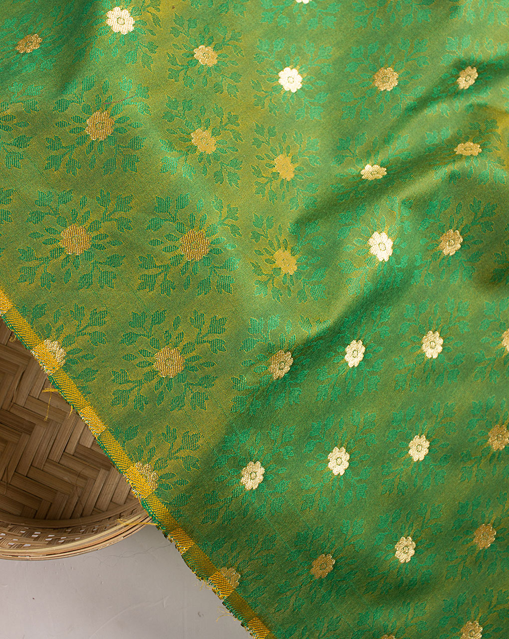 Zari Jacquard Pure Taffeta Silk Fabric - Fabriclore.com