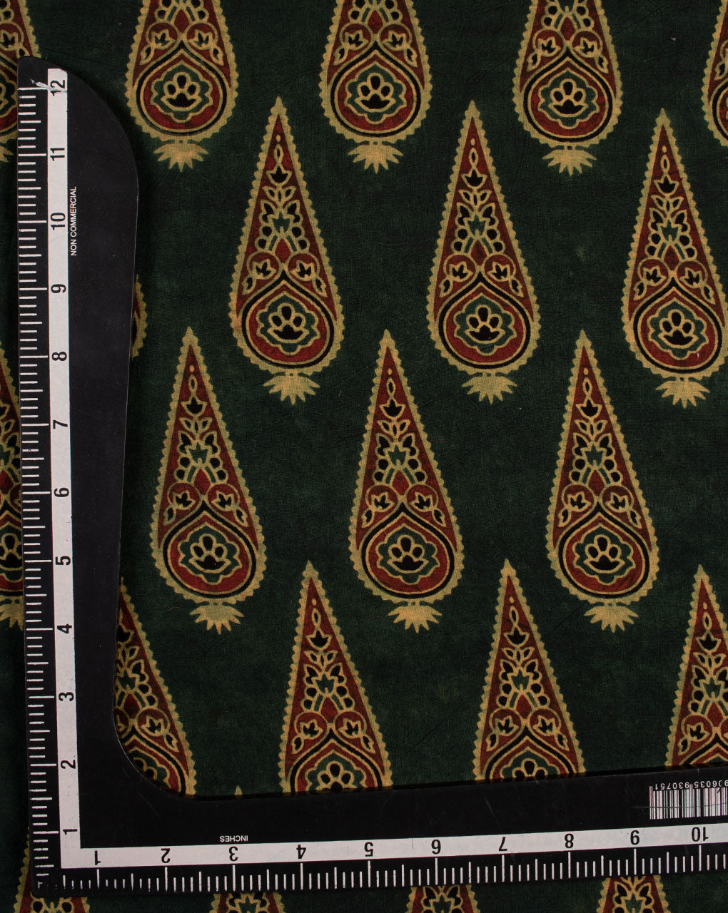 Natural Dye Ajrak Hand Block Cotton Fabric - Fabriclore.com