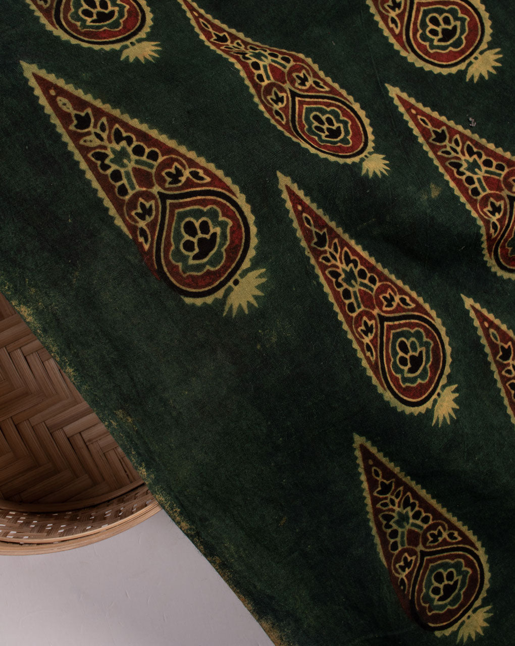 Natural Dye Ajrak Hand Block Cotton Fabric - Fabriclore.com
