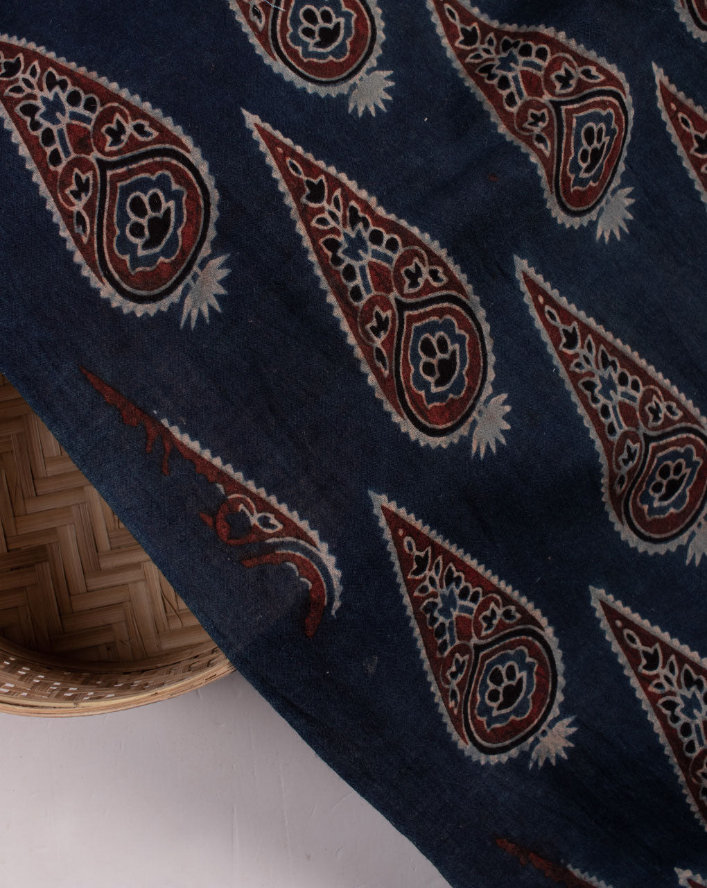 Natural Dye Ajrak Hand Block Cotton Fabric - Fabriclore.com