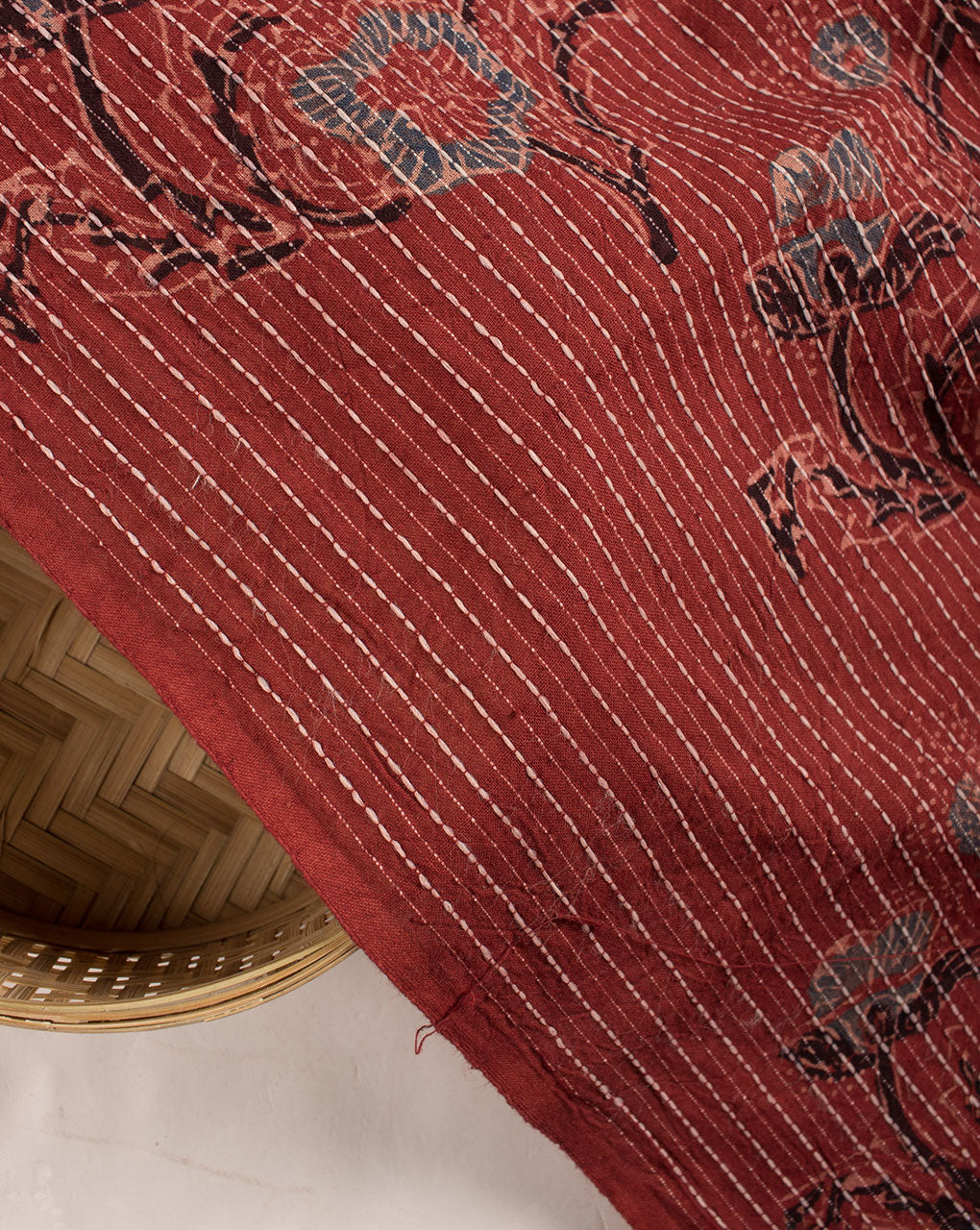 Ajrak Hand Block Kantha Cotton Fabric - Fabriclore.com