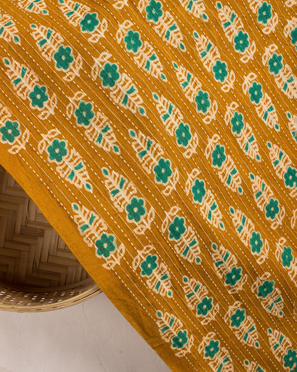 Ajrak Screen Print Kantha Cotton Fabric - Fabriclore.com