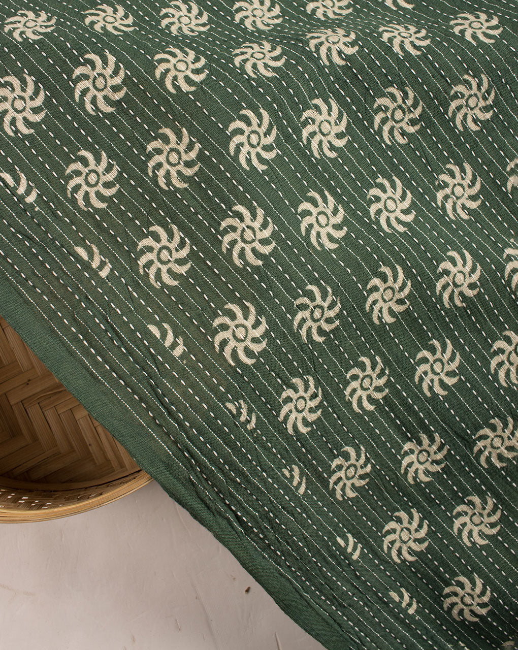 Discharge Print Kantha Cotton Fabric - Fabriclore.com