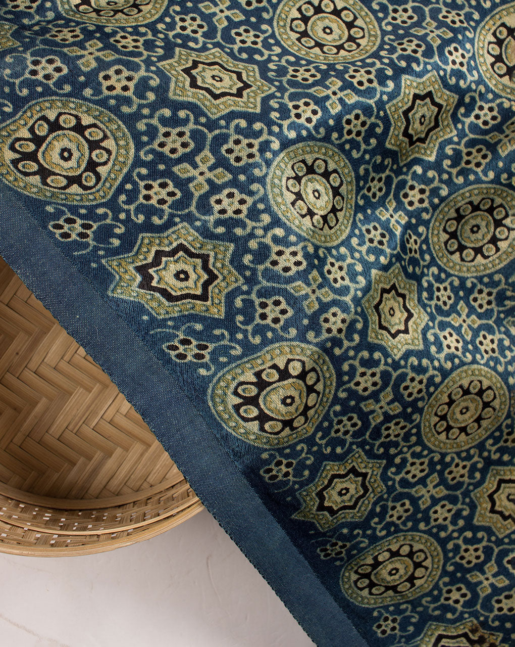 Ajrak Screen Print Mashru Silk Fabric - Fabriclore.com