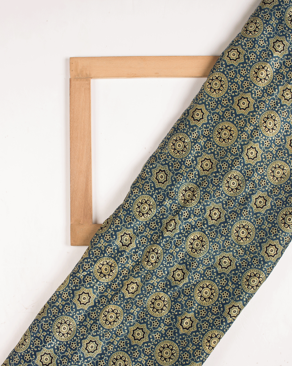 Ajrak Screen Print Mashru Silk Fabric - Fabriclore.com