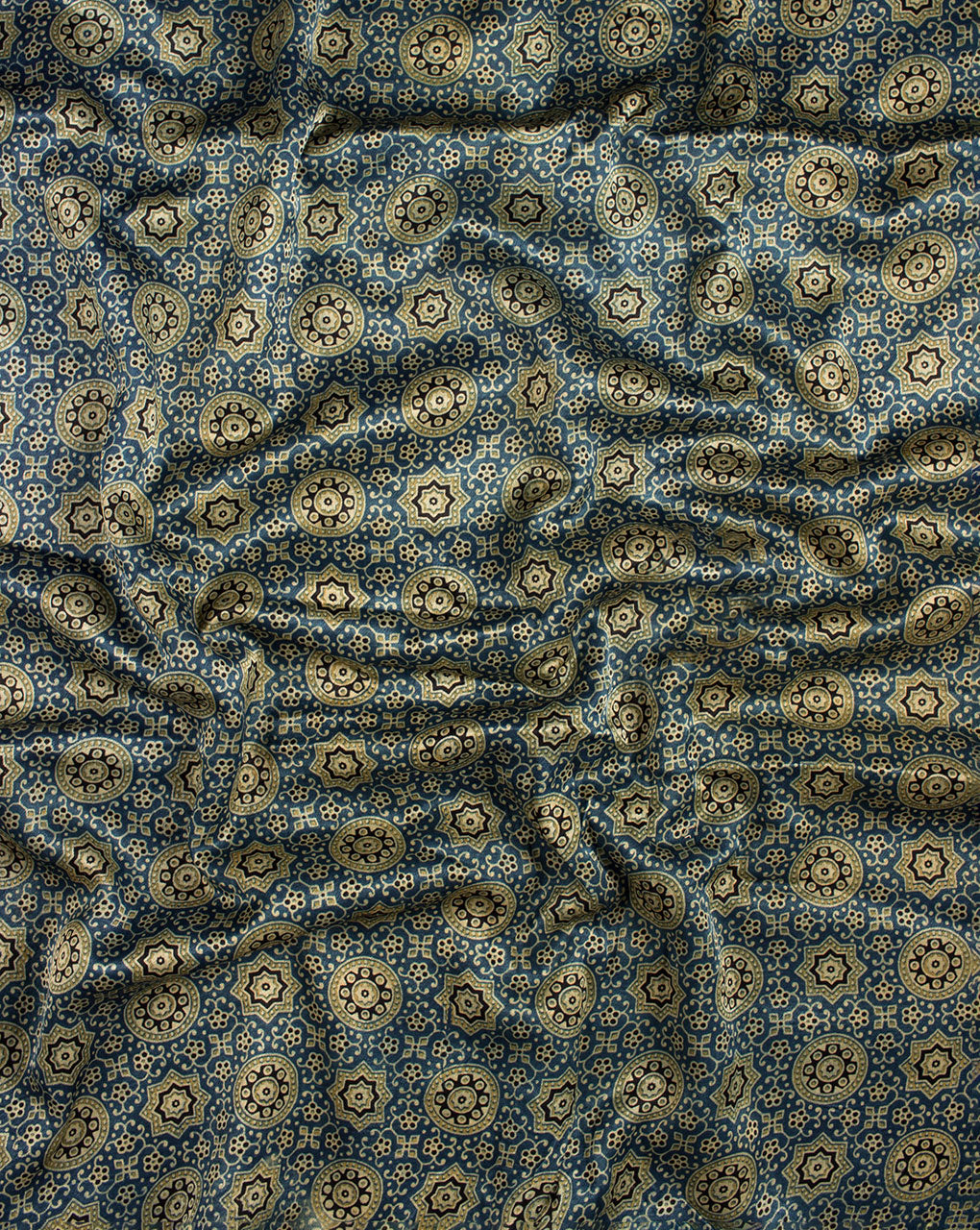 Ajrak Screen Print Mashru Silk Fabric - Fabriclore.com