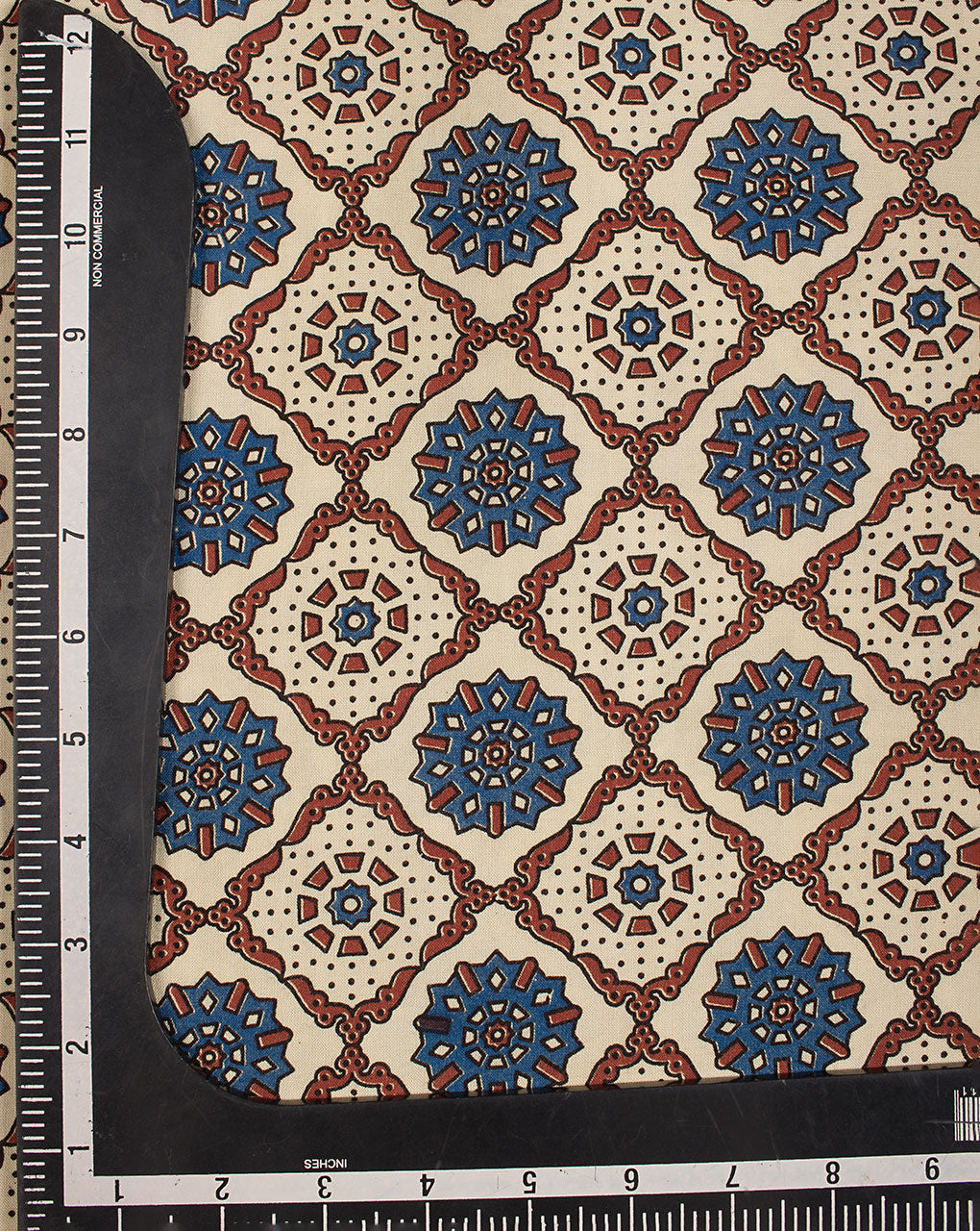 Natural Dye Ajrak Screen Print Rayon Fabric - Fabriclore.com