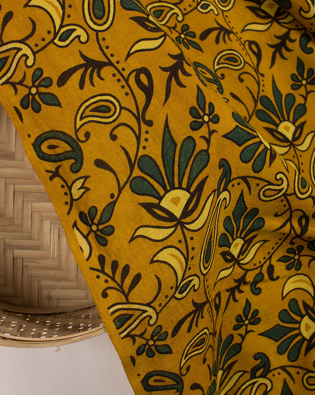 Natural Dye Ajrak Screen Print Rayon Fabric - Fabriclore.com