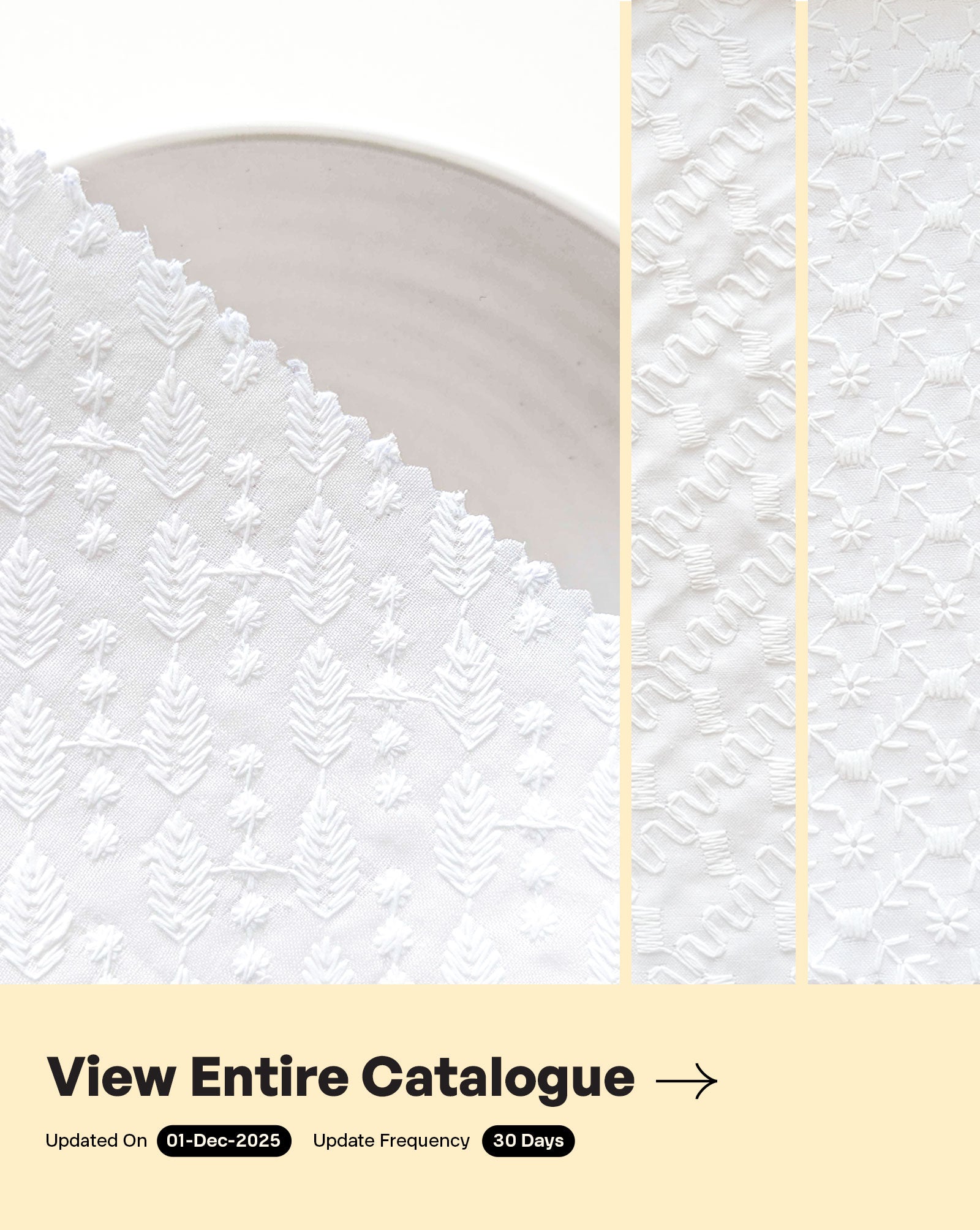 Blended Cotton Schiffli Embroidery Fabric (Bleached)