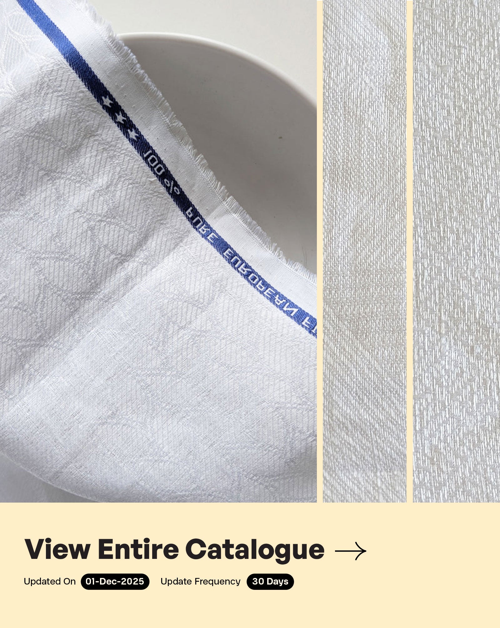 White 60 Lea Pure Jacquard Linen Fabric 58"