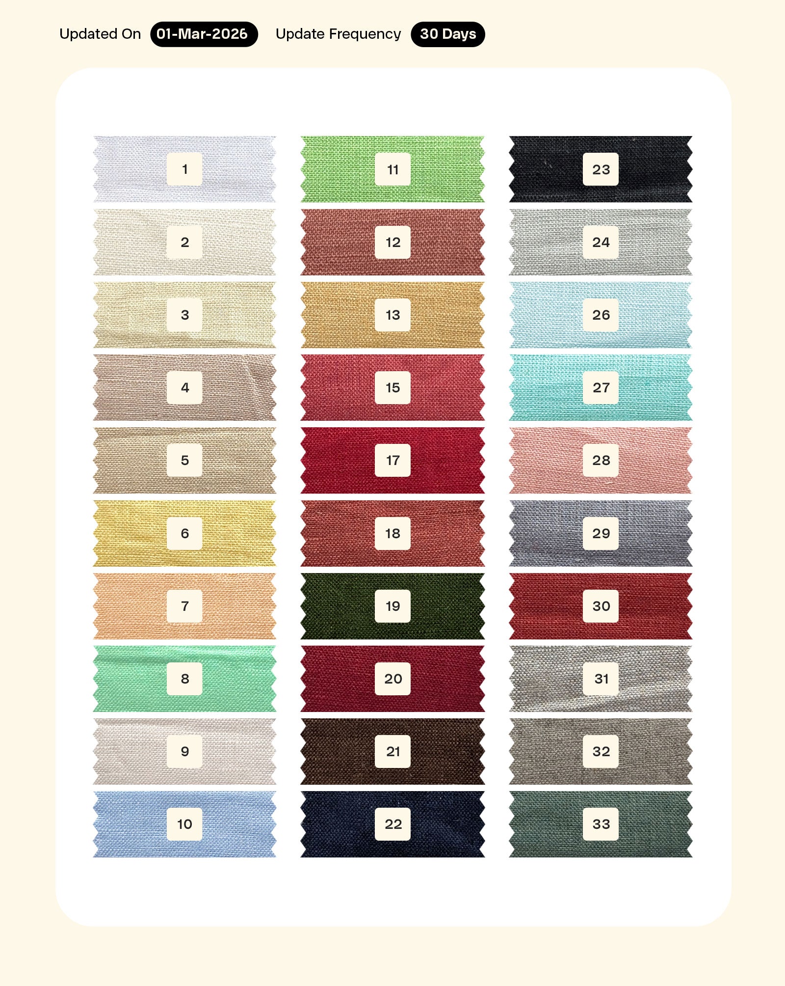 60 Lea Pure Linen Mill Dyed Fabric 58"