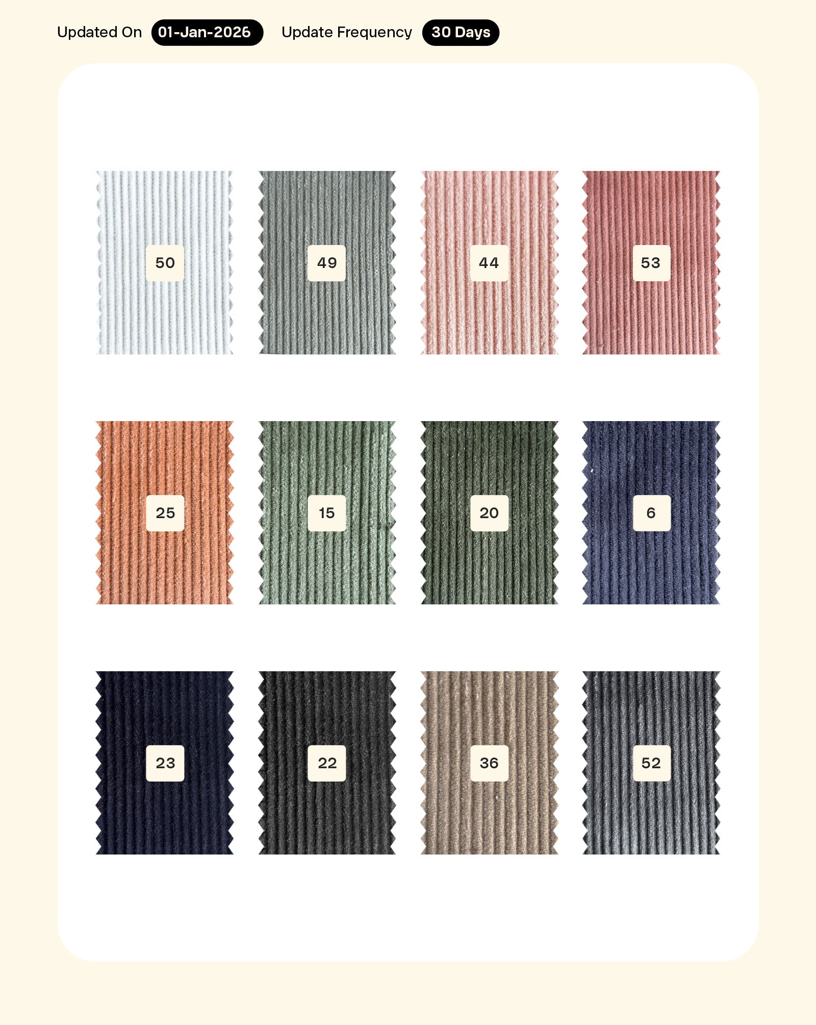 8 Wales Cotton Suiting Corduroy Mill Dyed Fabric 56"