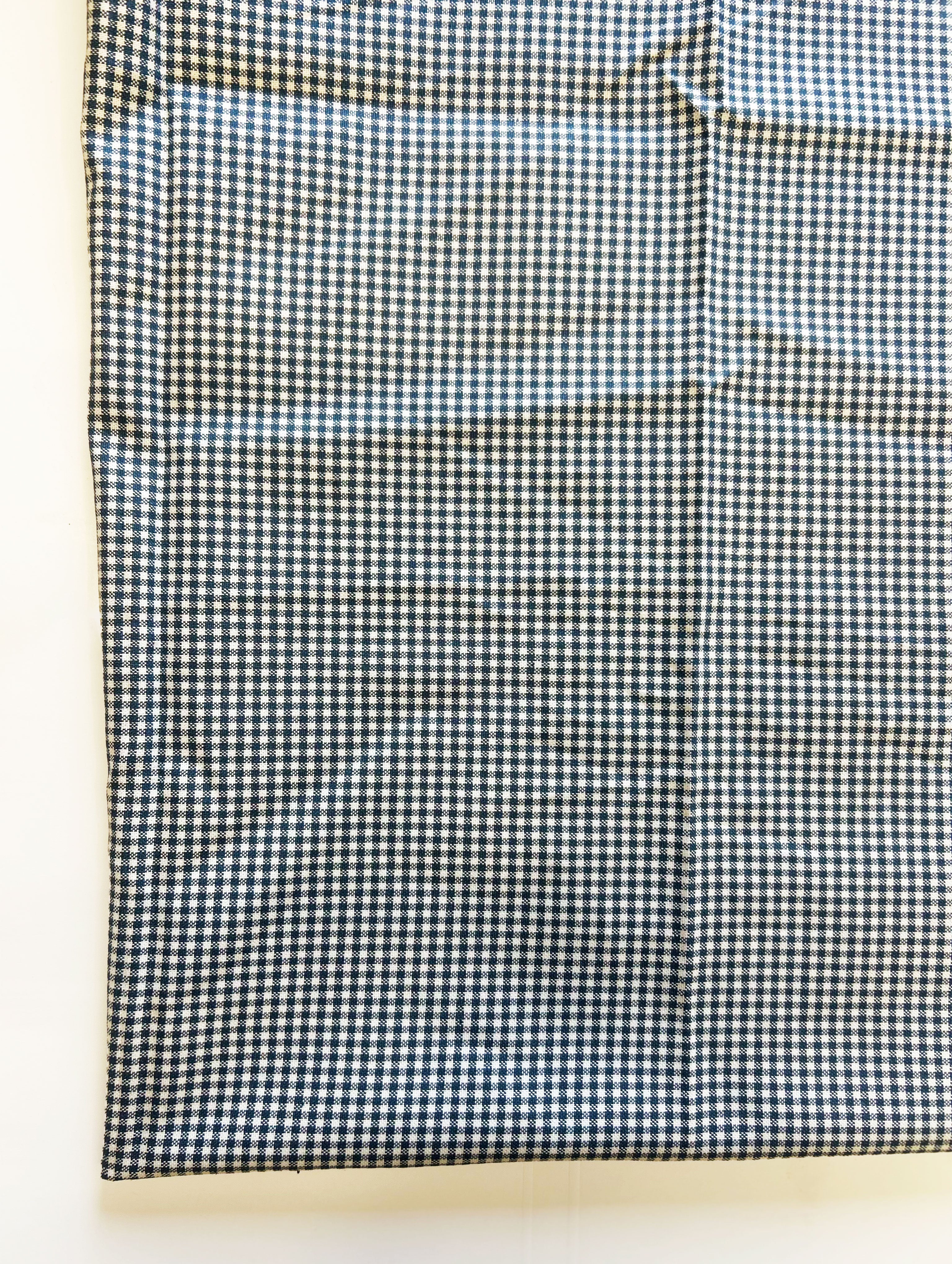 Navy Blue Cotton Checks Yarn Dyed Fabric 57"