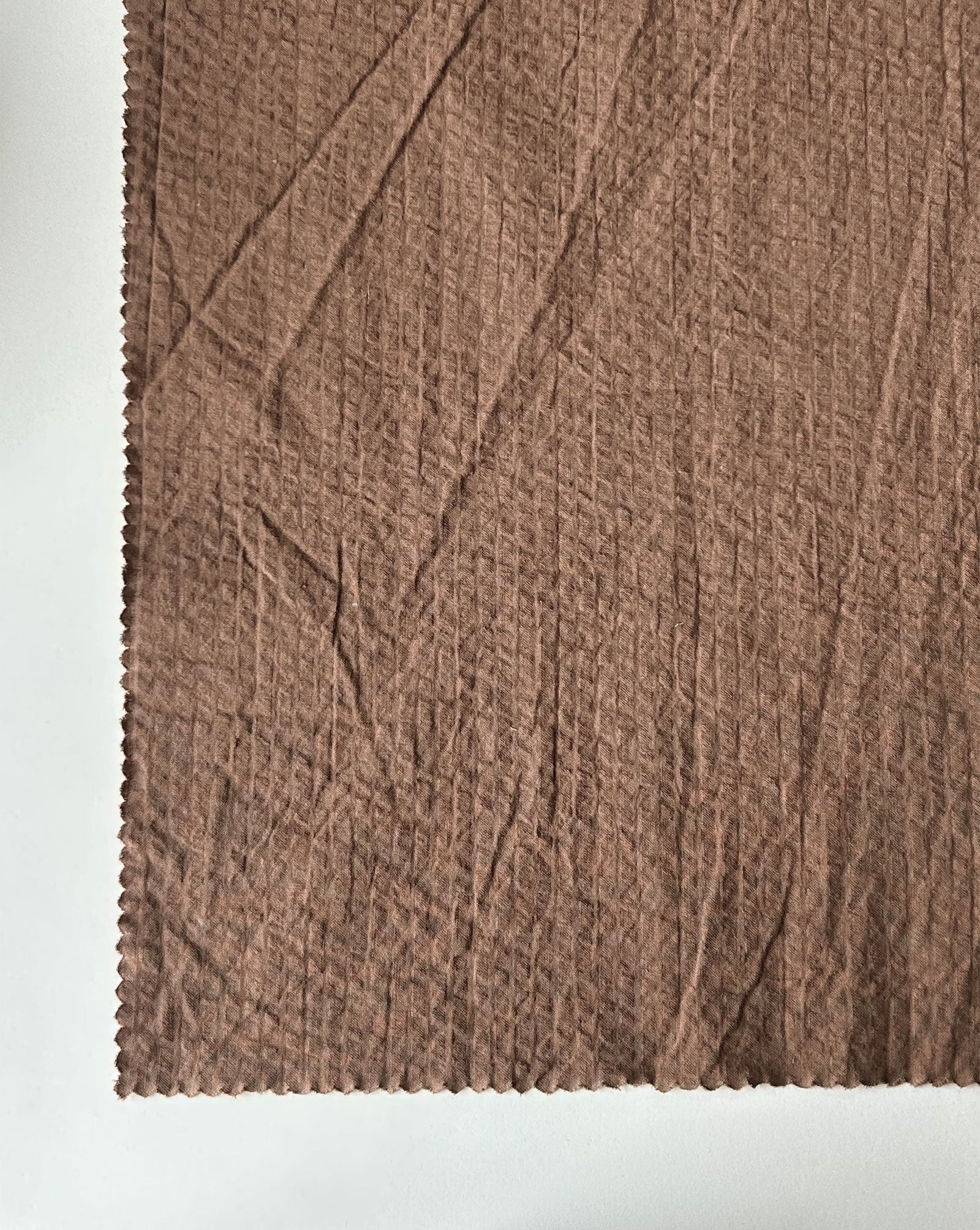 Rust Stripe Yarn Dyed Seersucker Fabric 56"