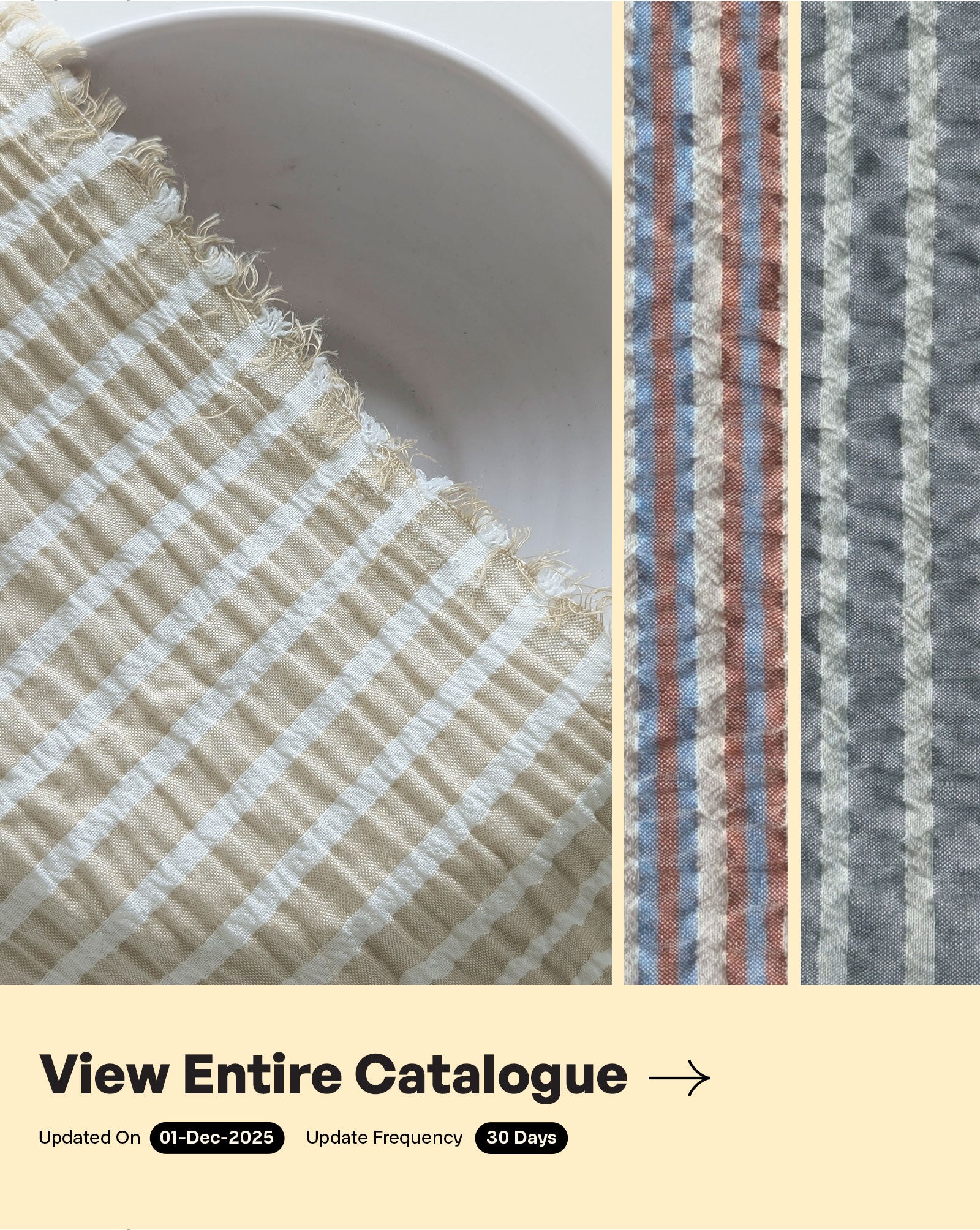 Seersucker Blended Cotton Yarn Dyed Fabric 50"