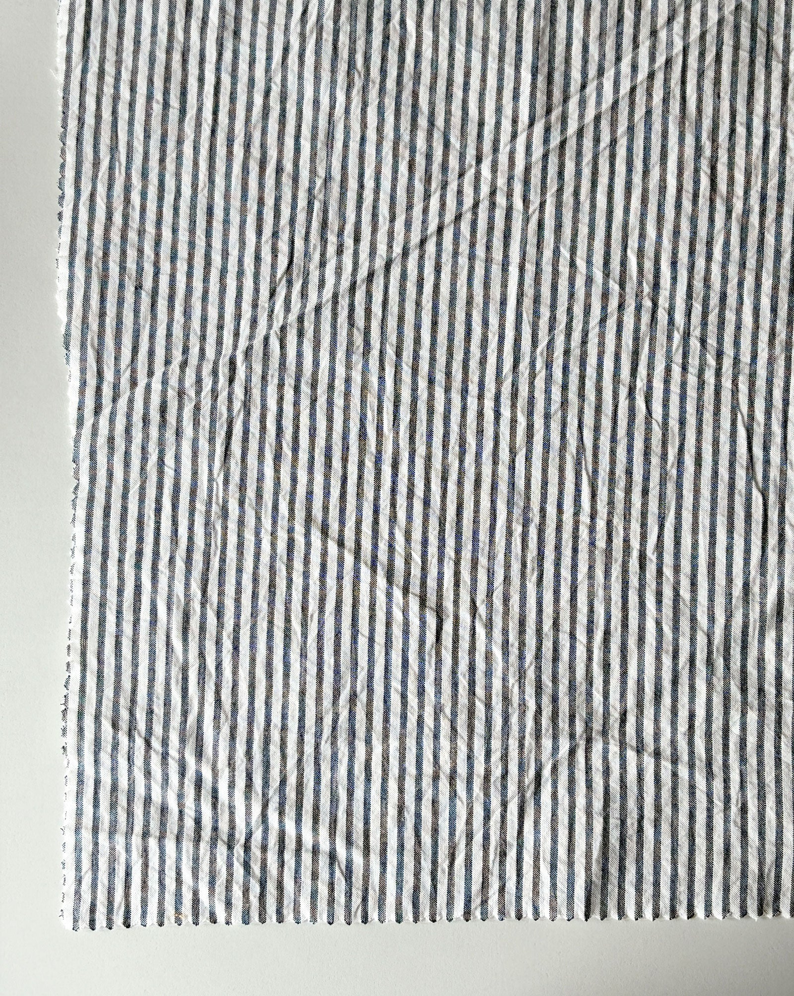 Black Stripe Yarn Dyed Seersucker Fabric 56"