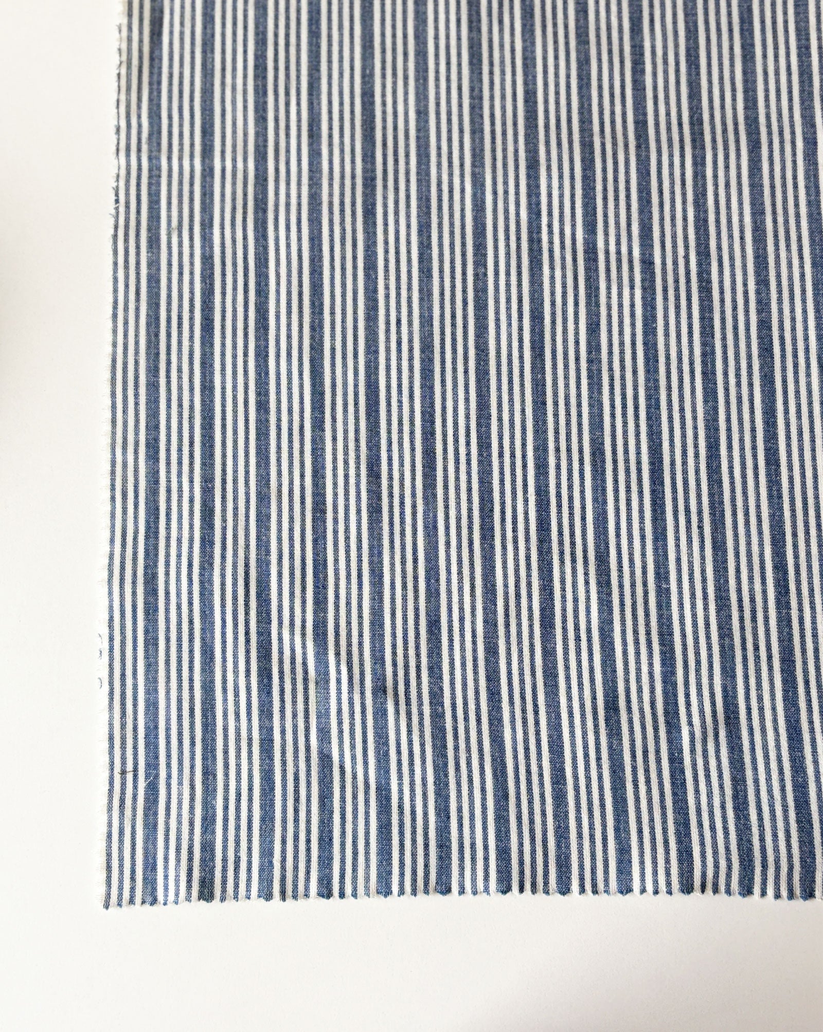 30s Cotton Yarn Dyed Indigo Stripe Double Cloth Fabric 58"