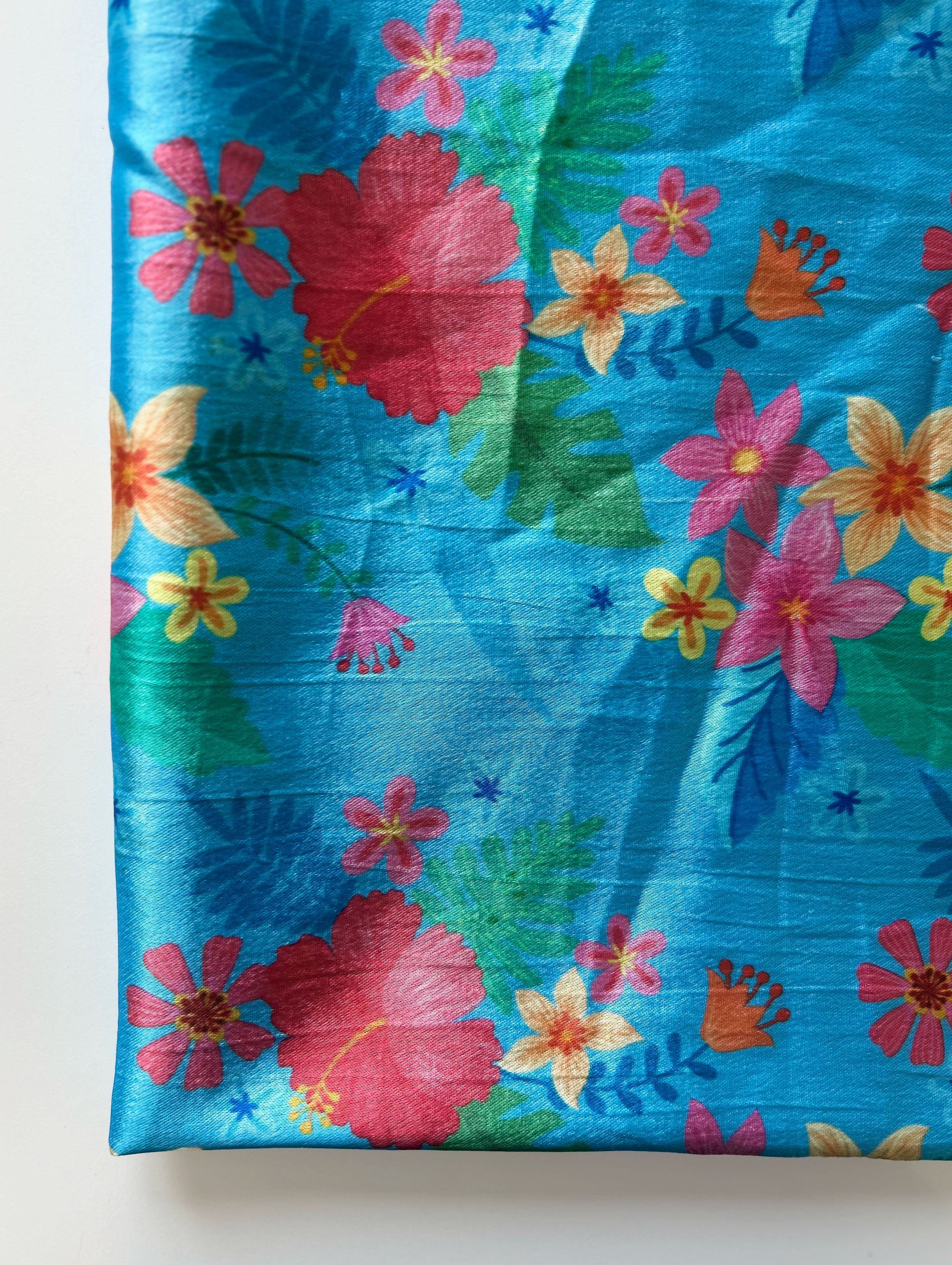Blue Digital Print Mashru Silk Fabric