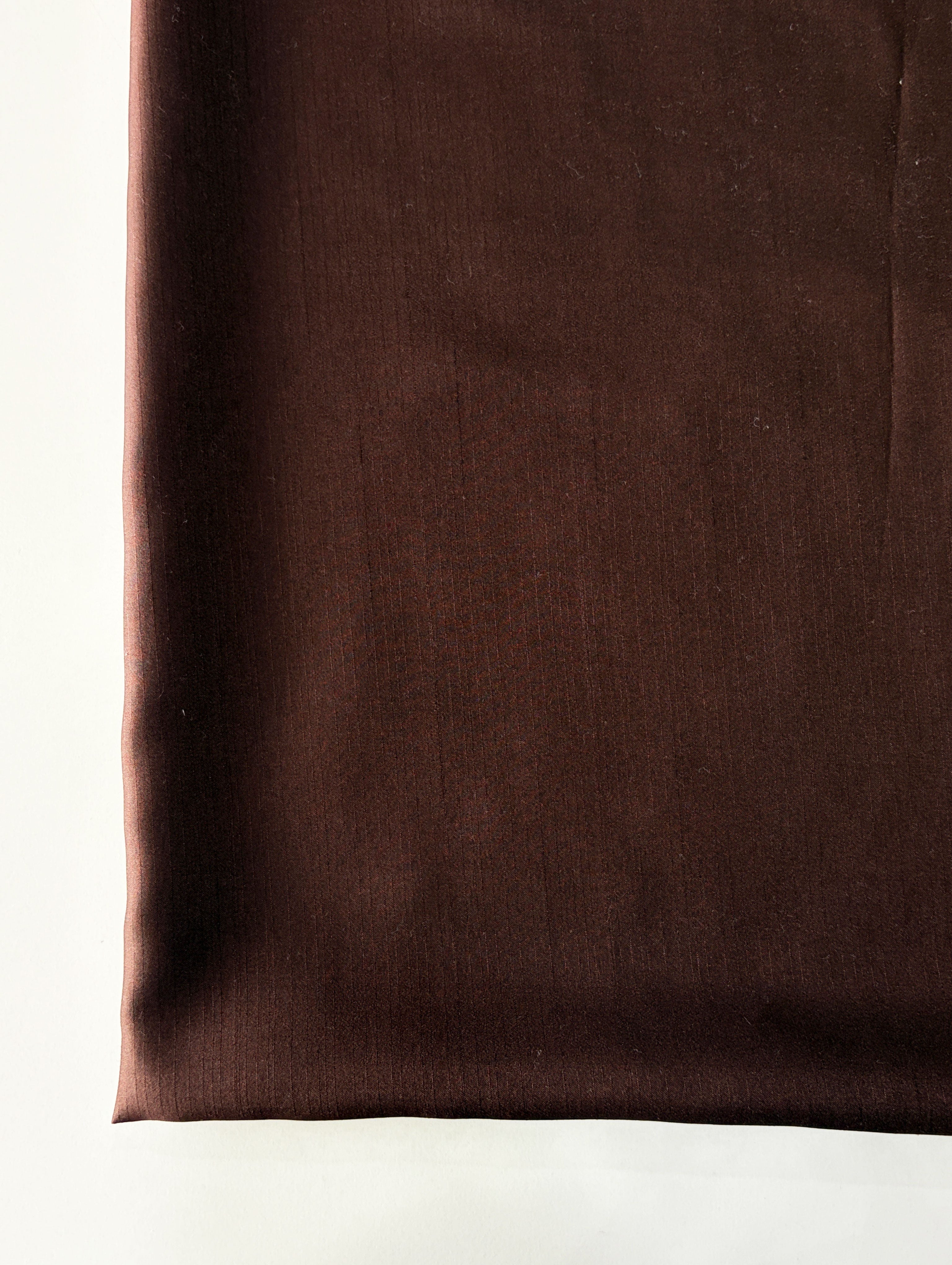Dark Brown Poly Slub Satin Mill Dyed Fabric