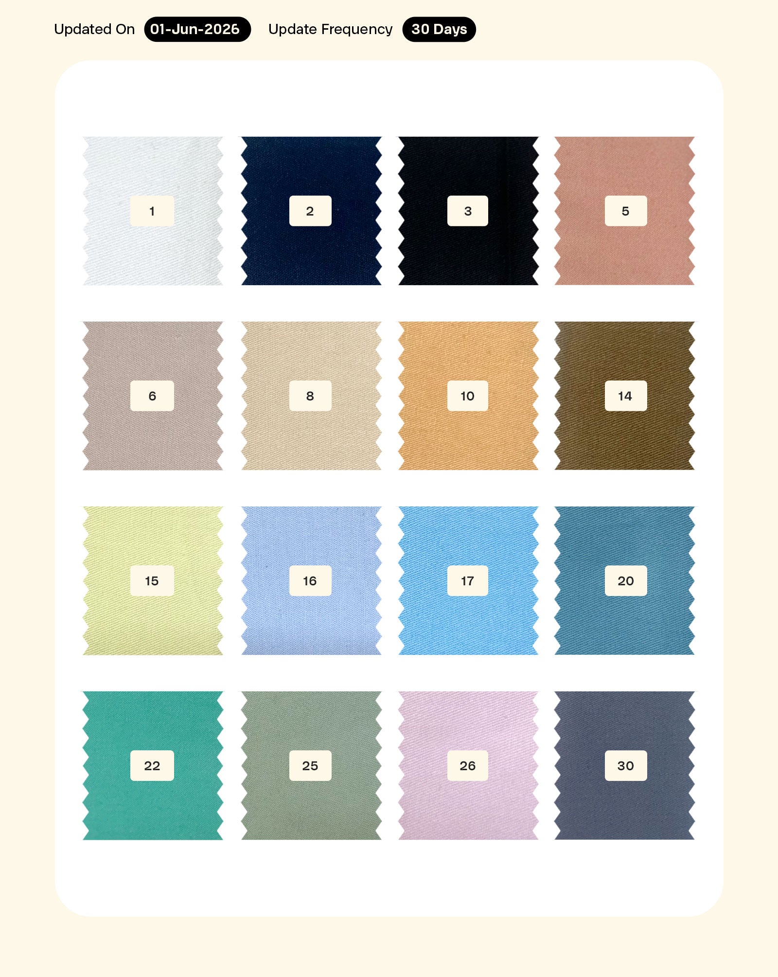30s Cotton Twill Mill Dyed Fabric 58"