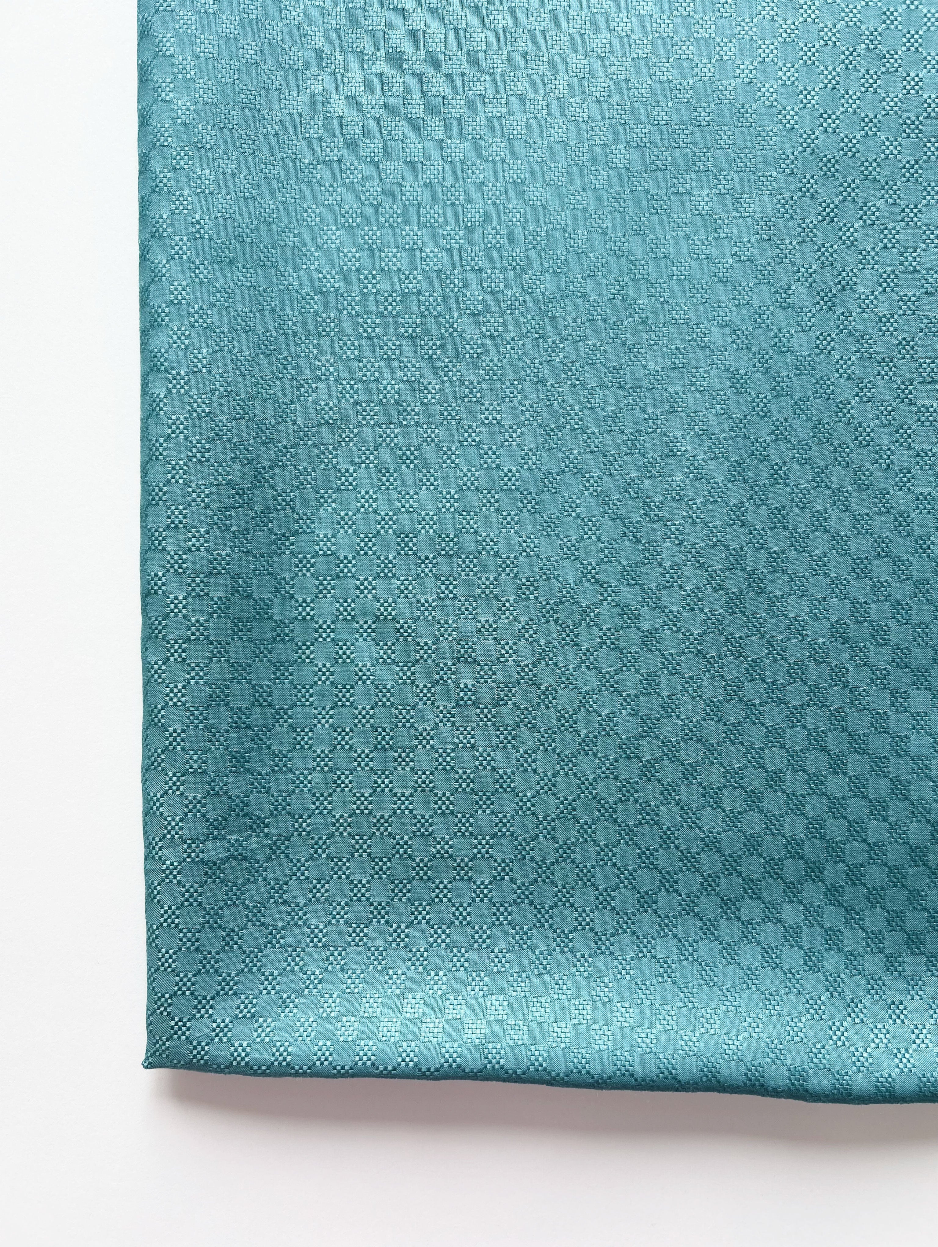 Turquoise Rayon Geometric Dobby Mill Dyed Fabric 56"