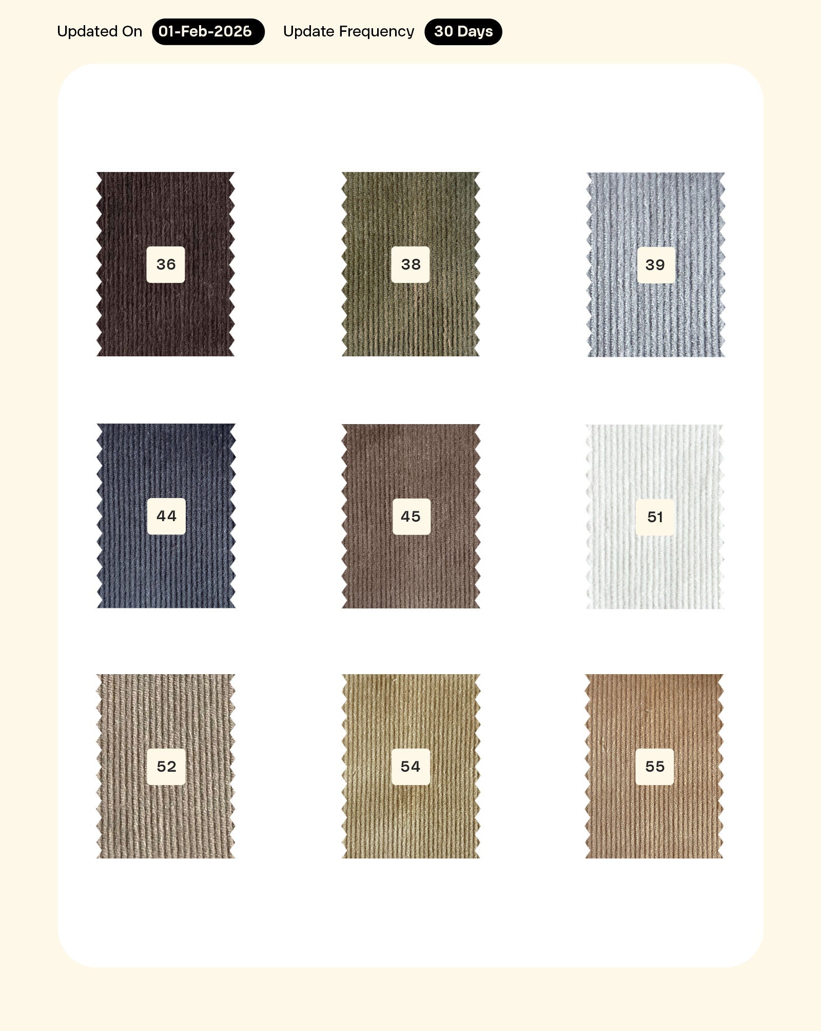 14 Wales Cotton Lycra Corduroy Mill Dyed Fabric 56"