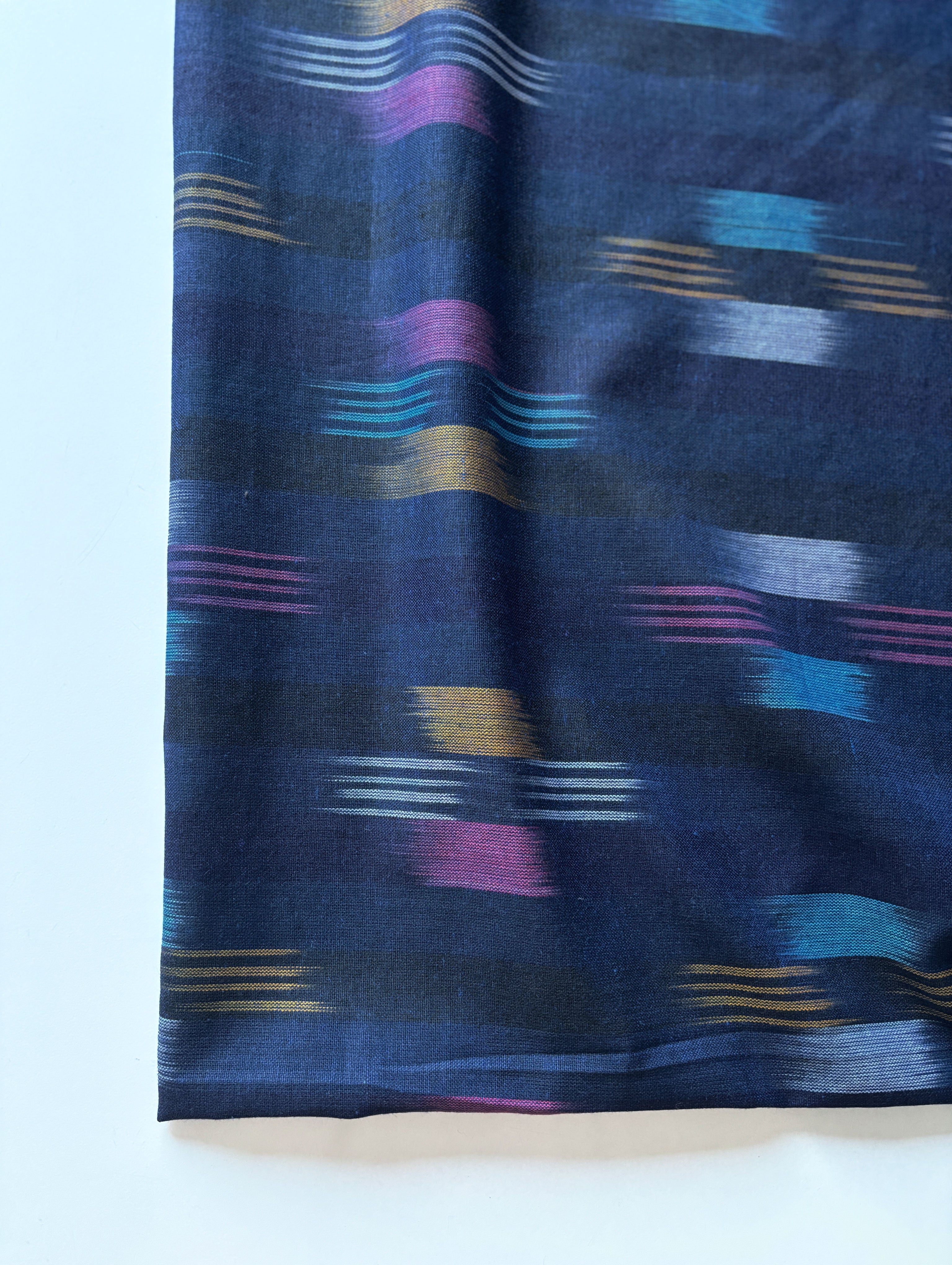 Navy Blue Ikat Cotton Fabric