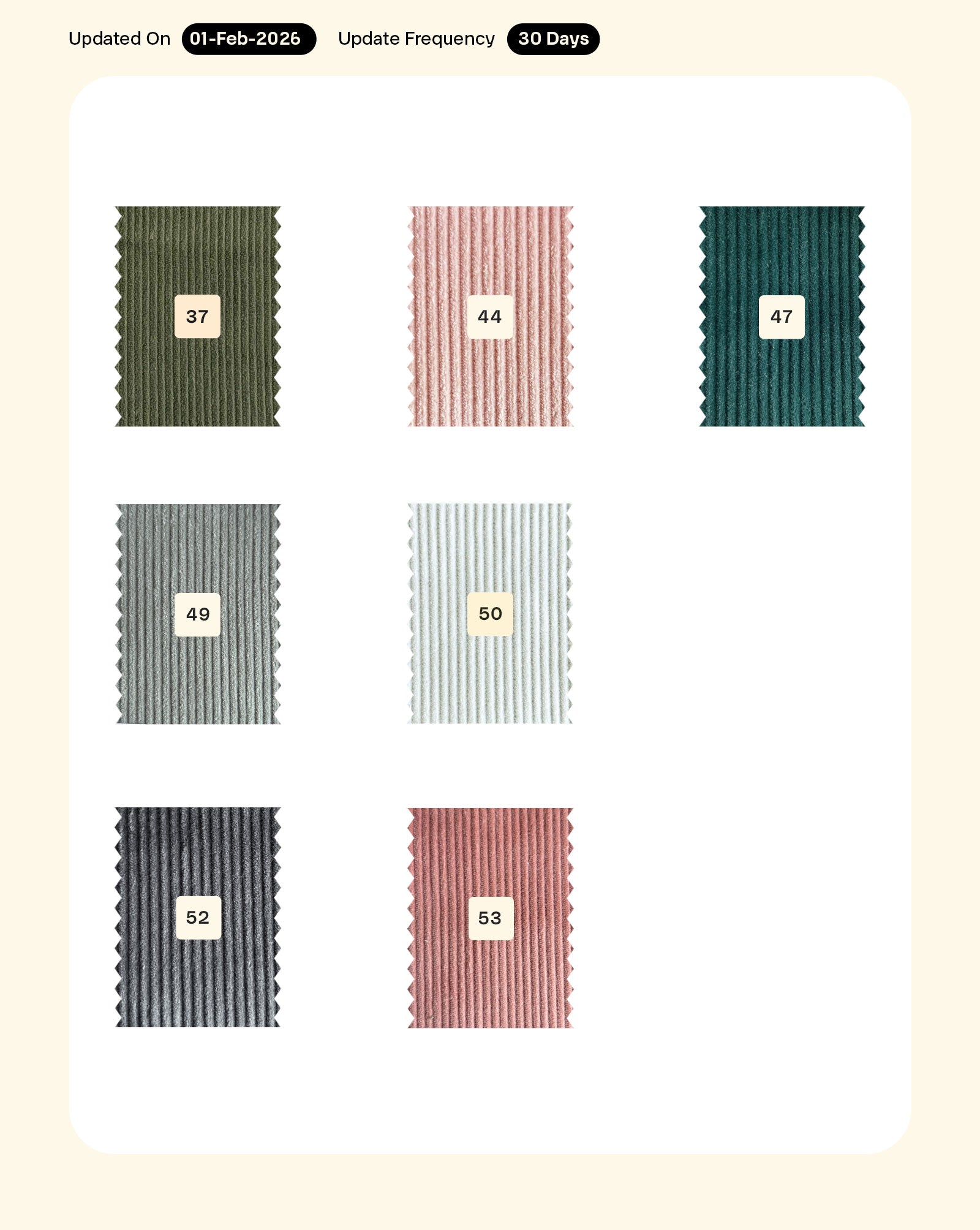 8 Wales Cotton Suiting Corduroy Mill Dyed Fabric 56"