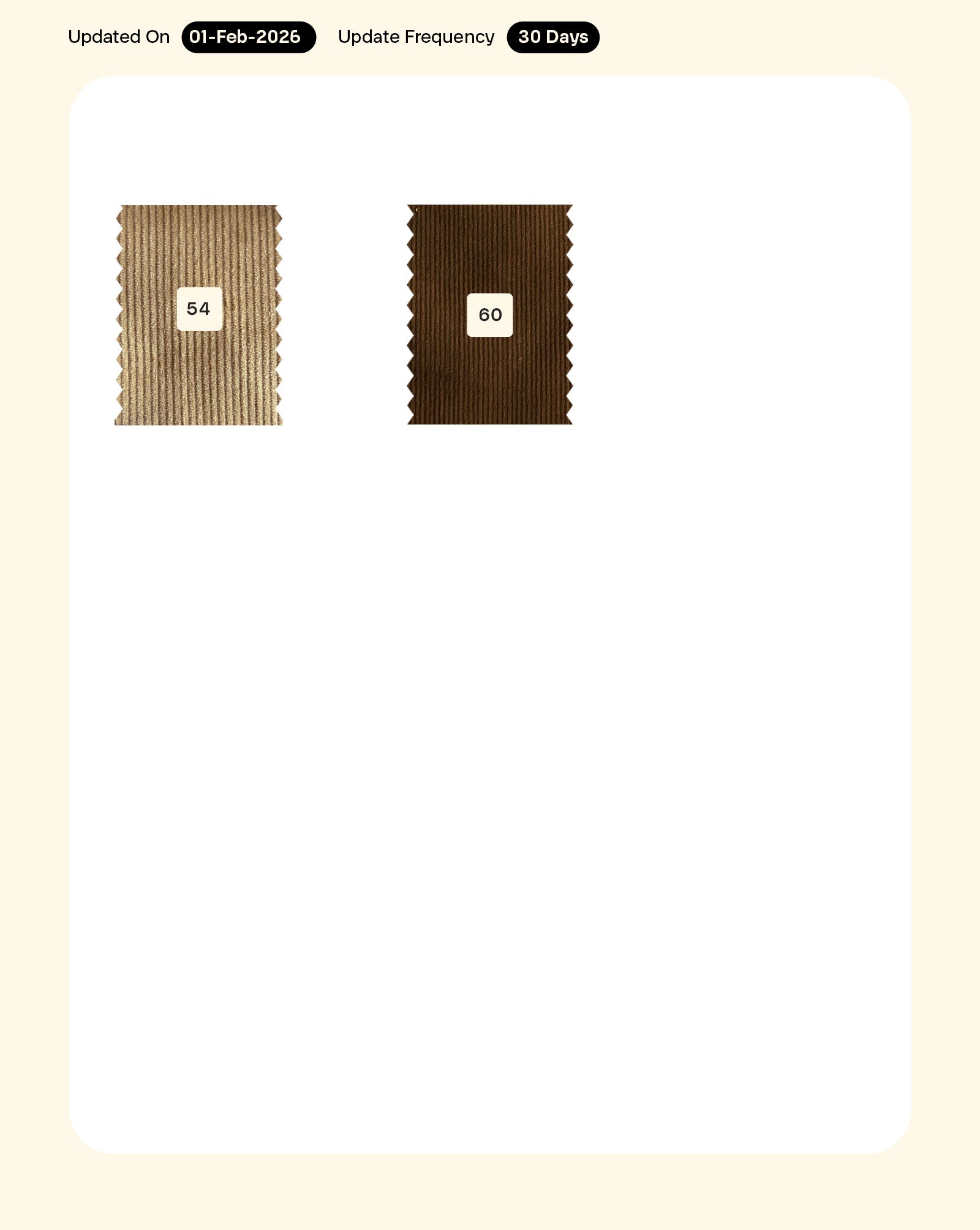 14 Wales Cotton Shirting Corduroy Mill Dyed Fabric 56"