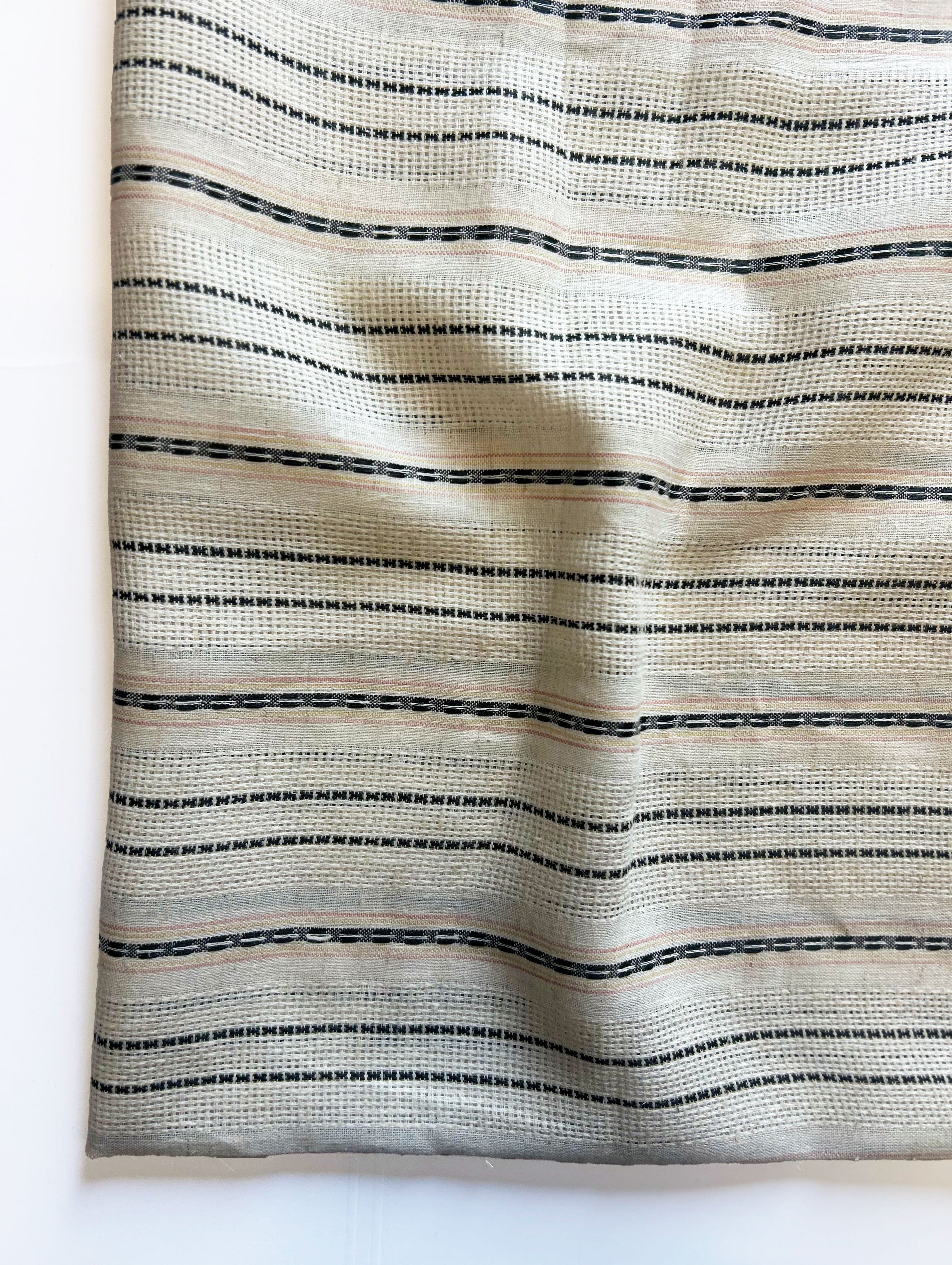Off-White Stripes Loom Textured Blended Cotton Yarn Dyed Fabric 56"